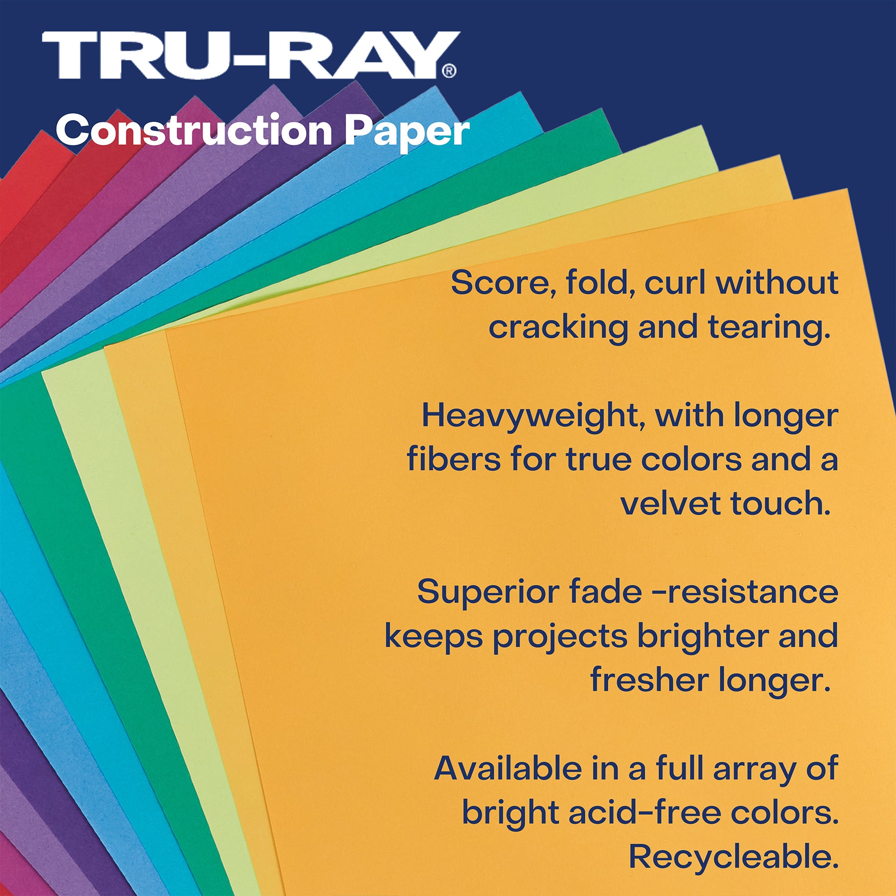 Construction Paper, Heavyweight, White, 12" x 18", 50 Sheets