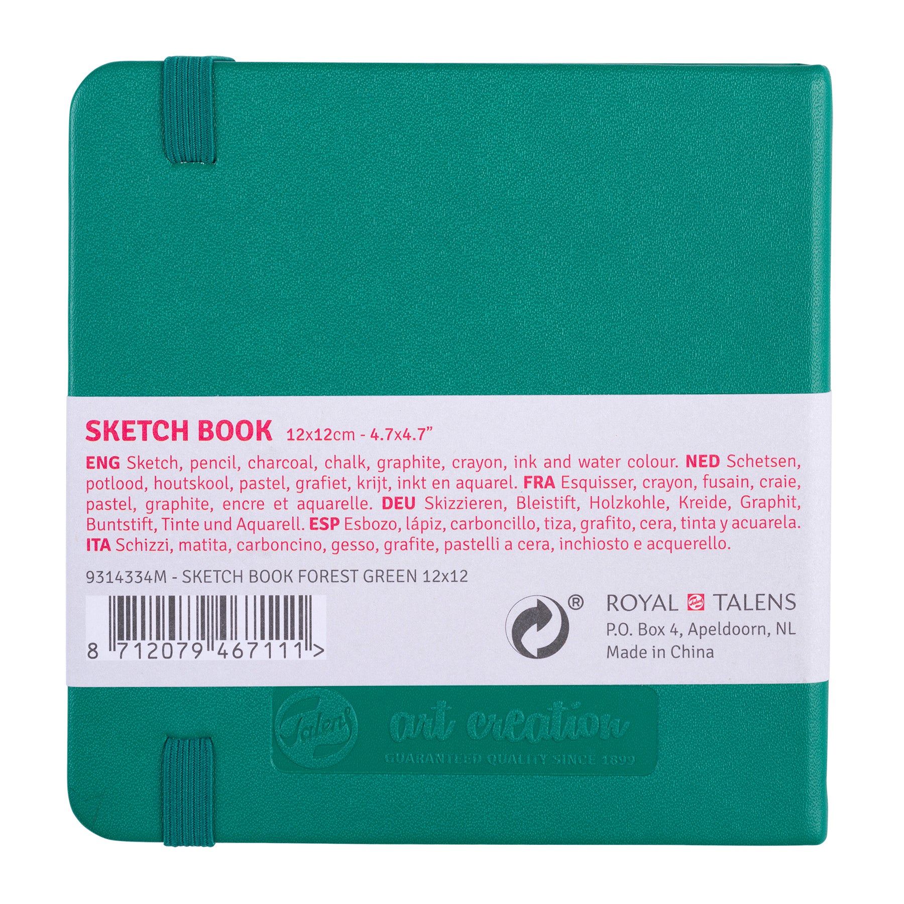 Sketchbook, 80 Sheets, 90lbs, Forest Green Cover, 4.7" x 4.7"