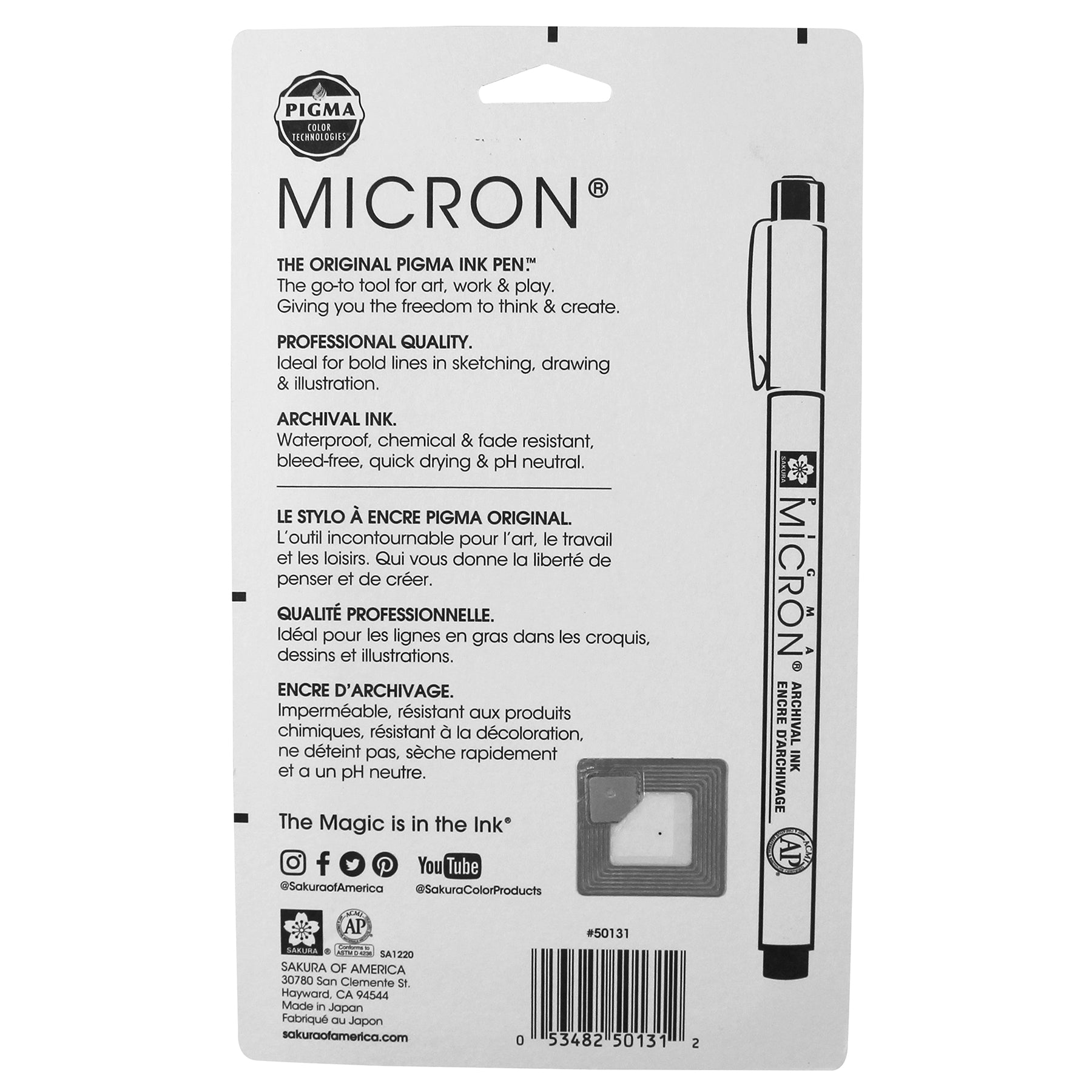 Pigma Micron Pens, Black, Size 10, 6-Pack, Blister Card