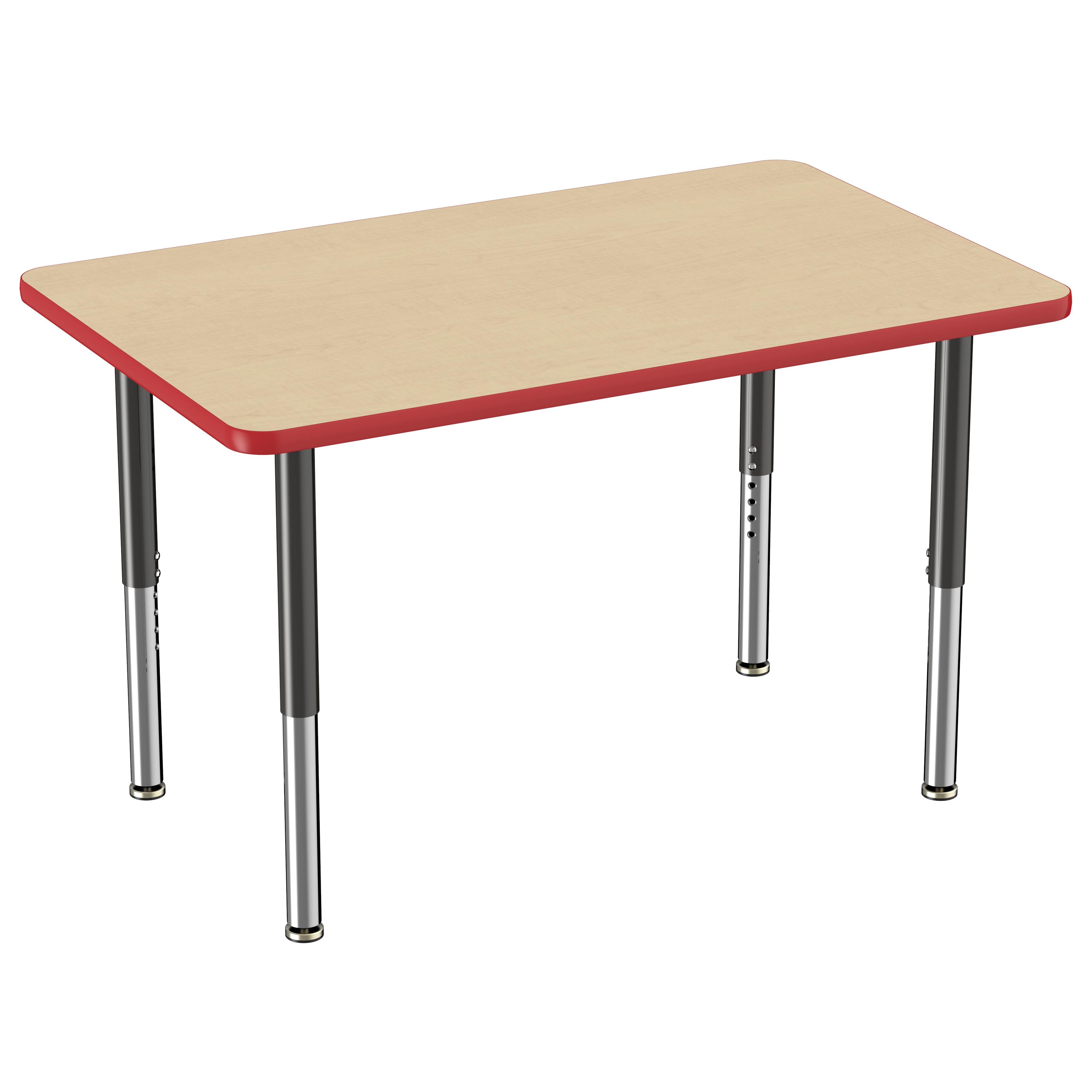 30" x 48" Rectangle T-Molding Activity Table with Adjustable Super Legs - Maple/Red/Black