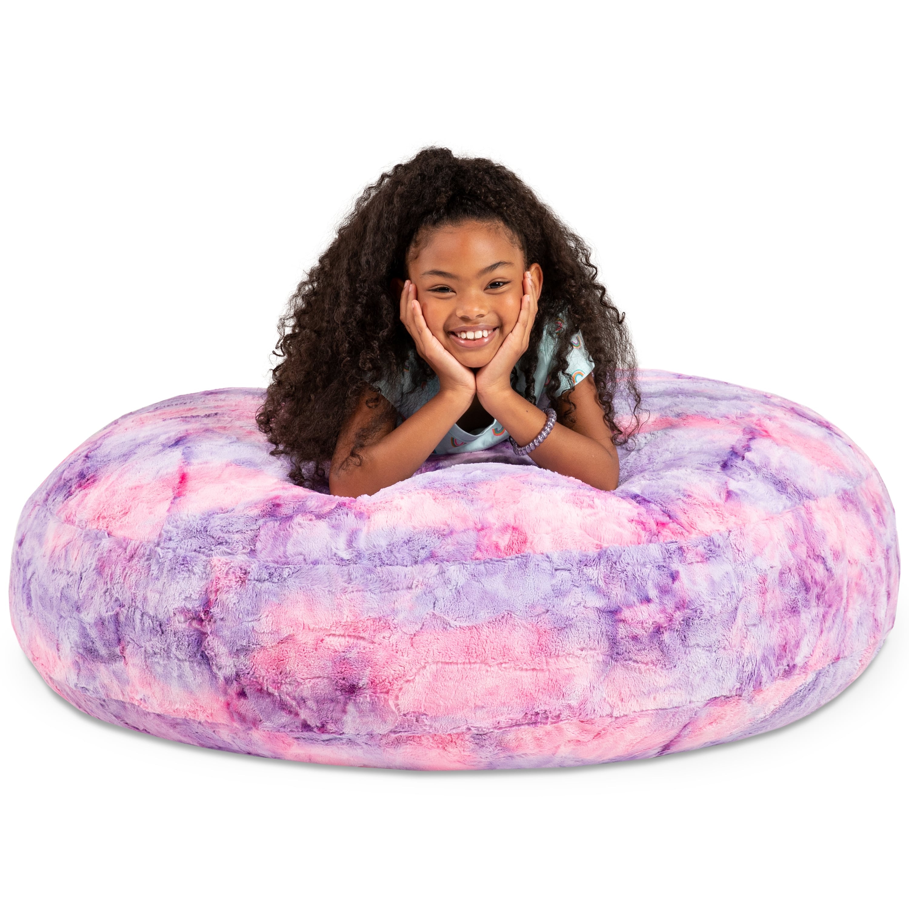 Jaxx Cocoon 4 Foot Bean Bag Chair - Faux Fur, Unicorn Pink