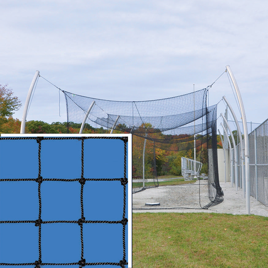 Batting Tunnel Net - Pro Climatized - #42 High Abrasion-Resistant - 2mm Twisted Poly Fiber - 1-3/4 in. Square Mesh  (55 ft.L x 14 ft.W x 12 ft.H)