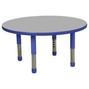 36" Round T-Molding Activity Table with Adjustable Tiny Tot Legs - Gray/Blue