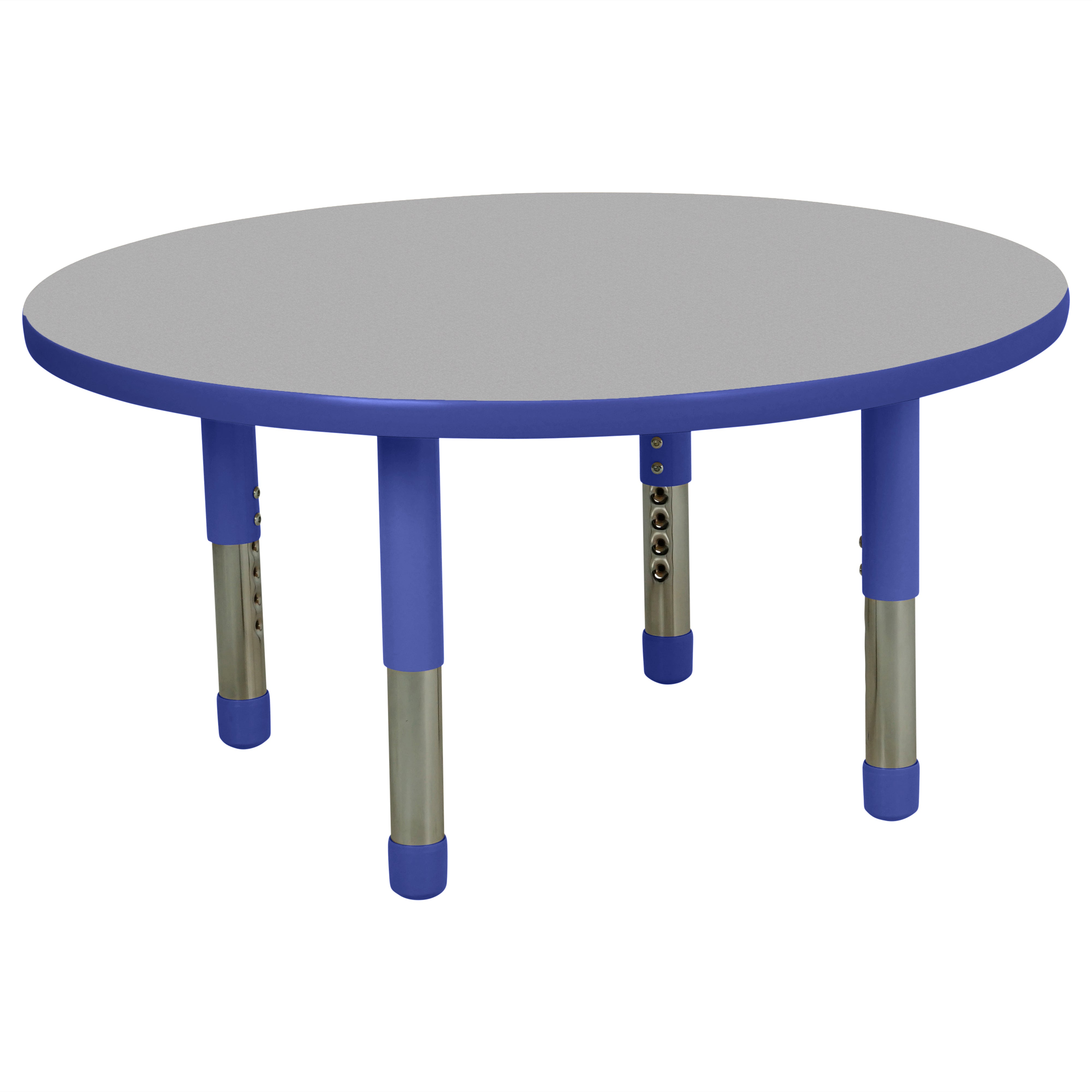 36" Round T-Molding Activity Table with Adjustable Tiny Tot Legs - Gray/Blue