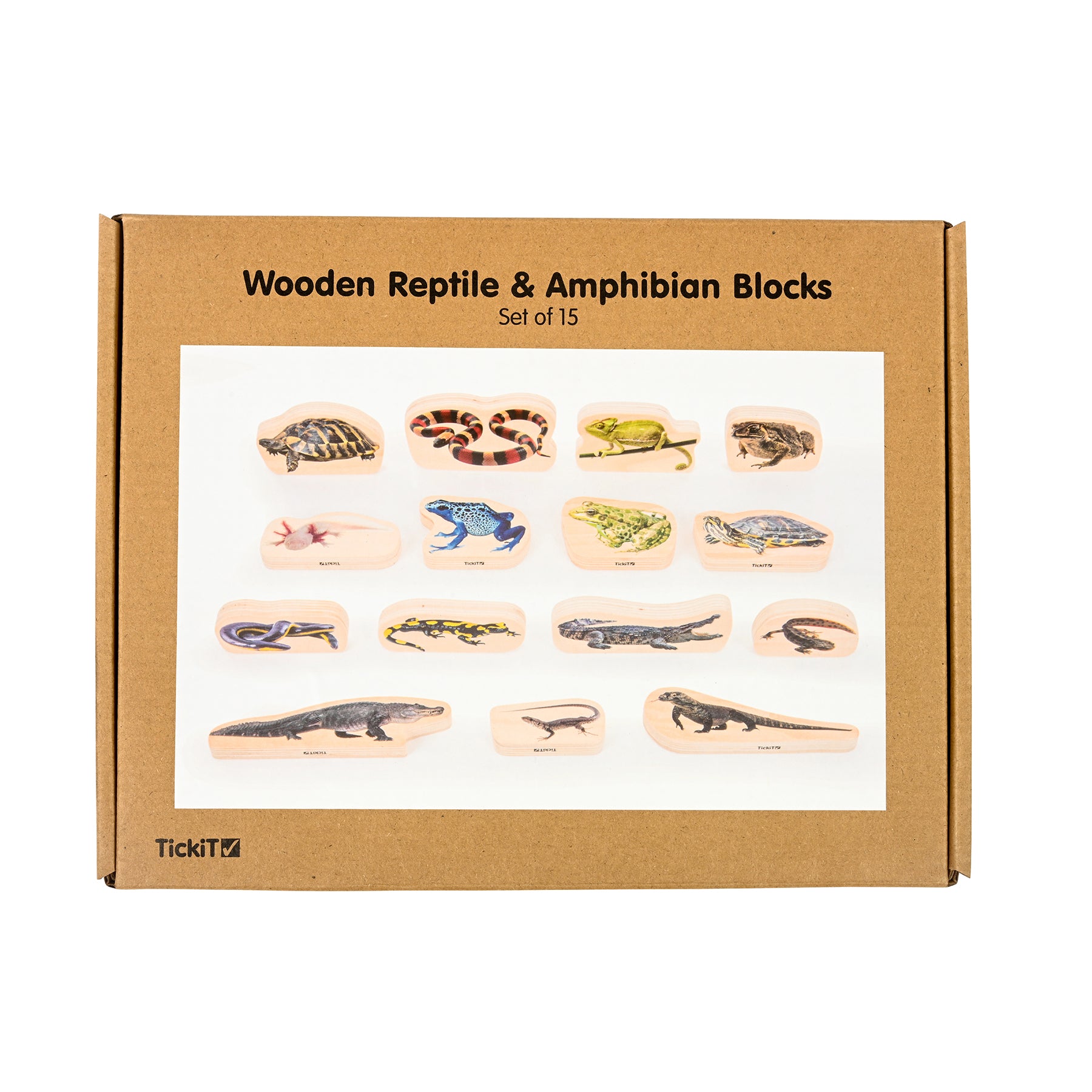 Wooden Reptile & Amphibian Blocks - Set of 15