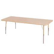 36" x 72" Rectangle T-Molding Activity Table with Adjustable Standard Swivel Glide Legs - Maple/Sand