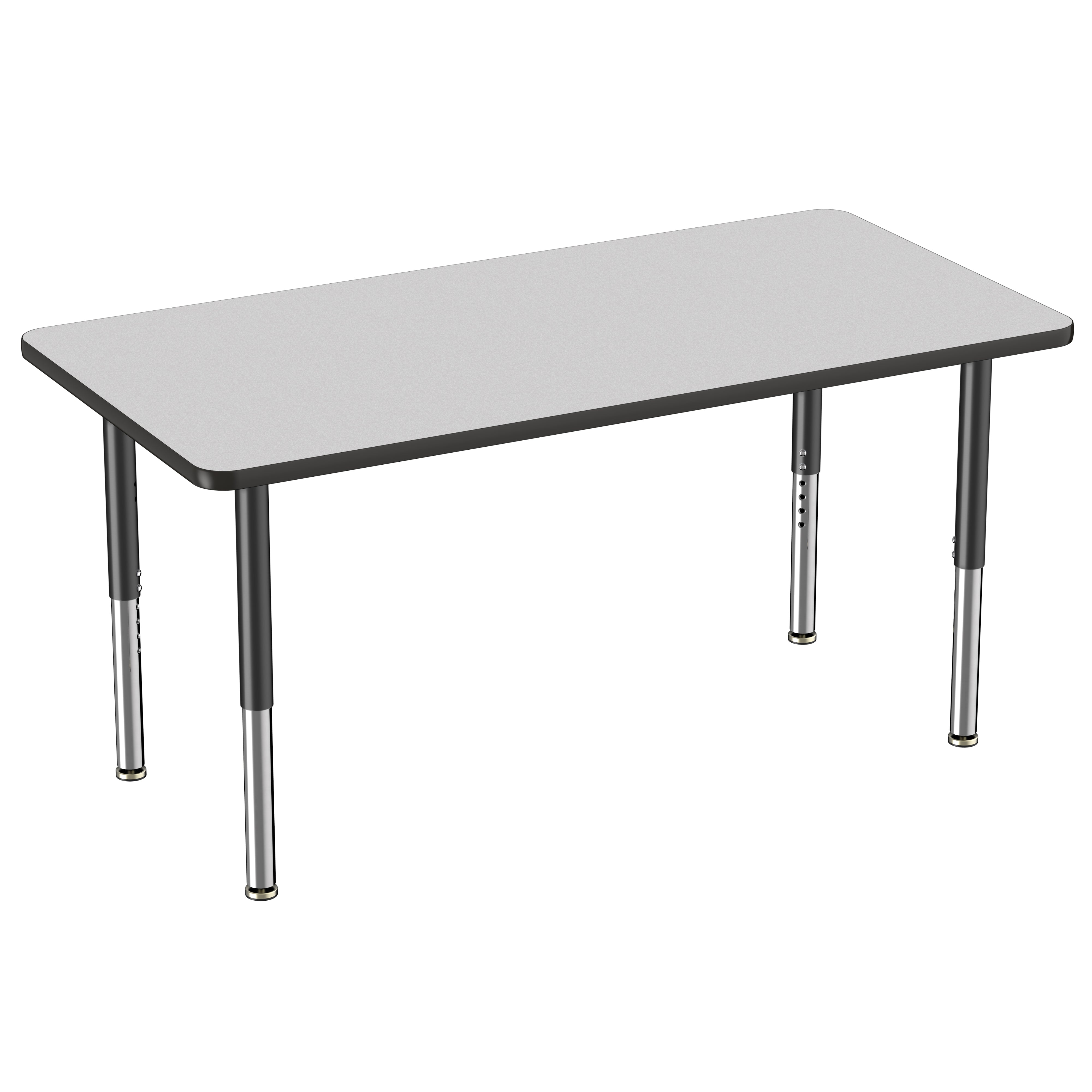 30" x 60" Rectangle Thermofused Activity Table with Adjustable Super Legs - Gray/Black