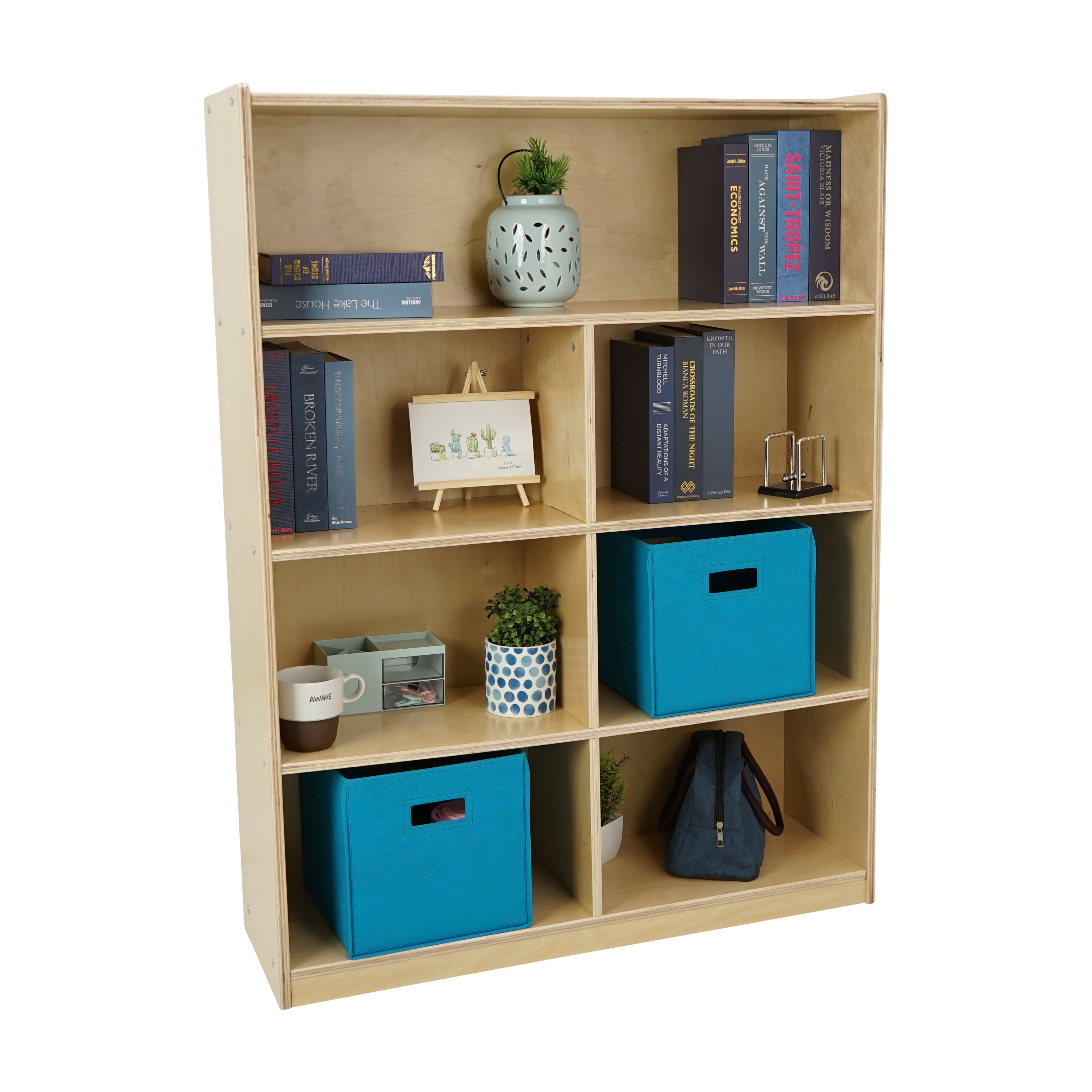 Birch 7-Compartment Divided Deluxe Book Case, 48" Height