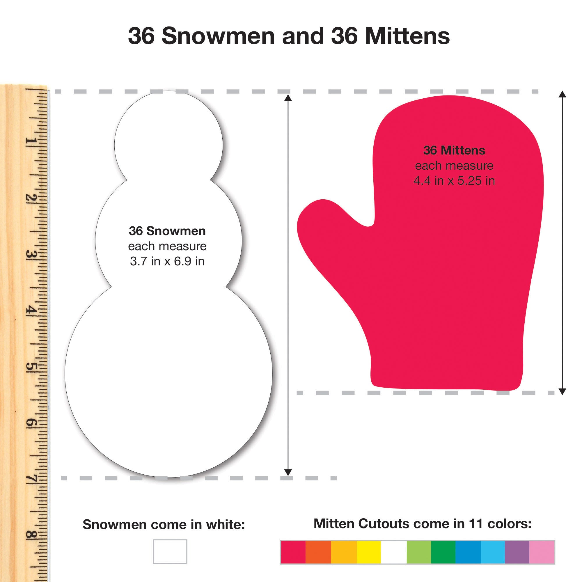 Punch Out Paper Cutouts, Winter Shapes, Snowflakes, Mittens & Snowman, 120 Pieces