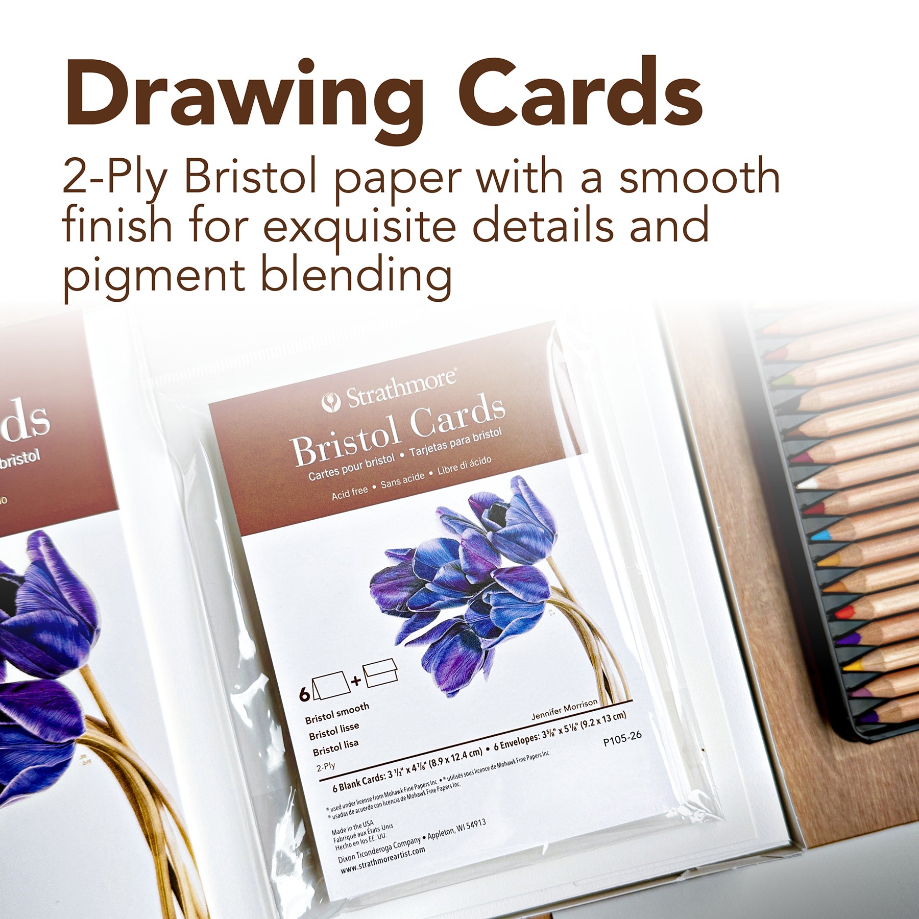 400 Series Bristol Cards & Envelopes, Full Size, 5x6.875 inch, 6 Pack