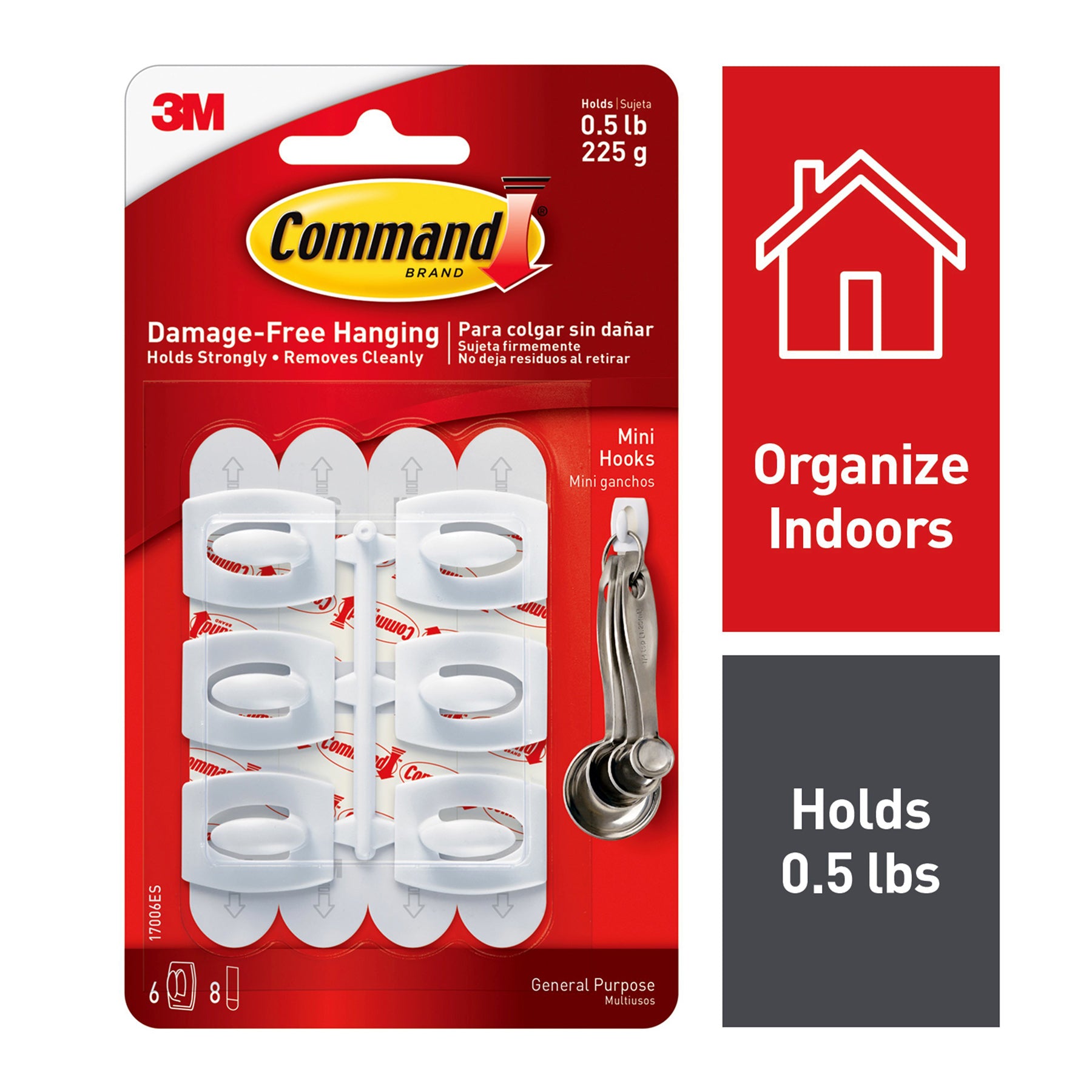 Command™ Mini Hooks, White, 6 Count