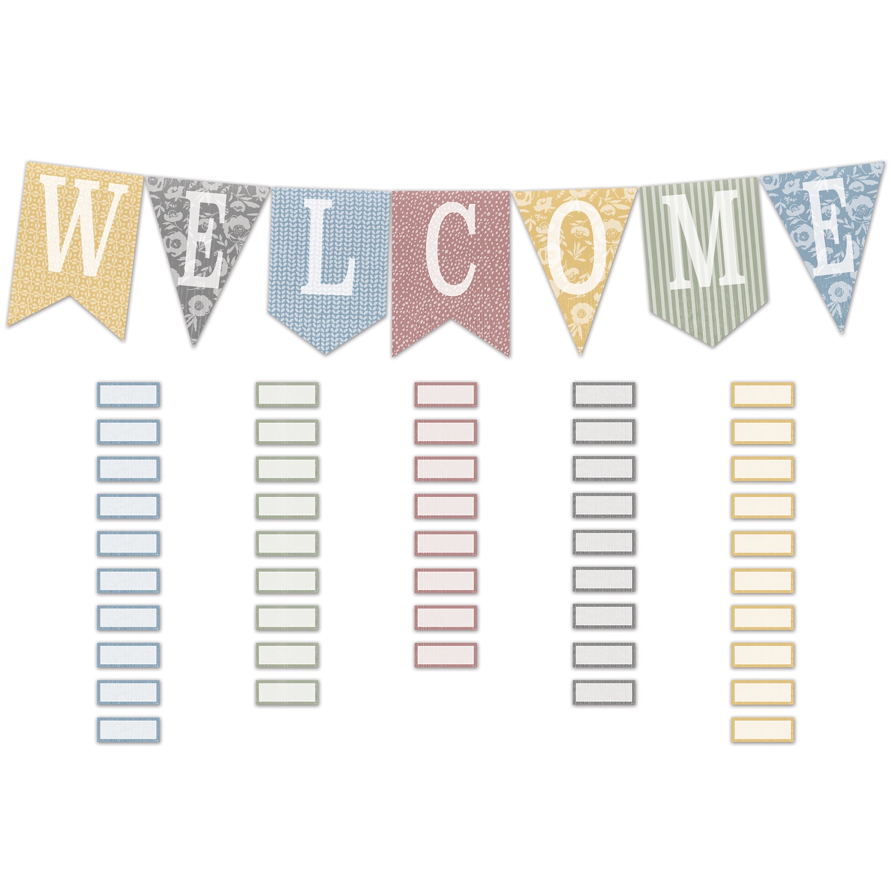 Classroom Cottage Pennants Welcome Bulletin Board Set, 53 Pieces