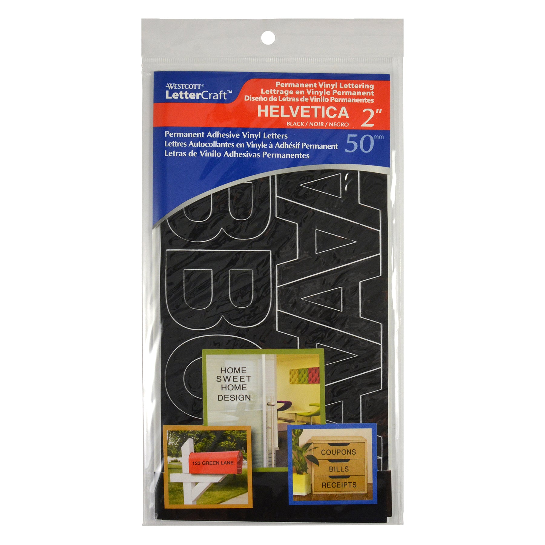 LetterCraft Permanent Vinyl Lettering, Helvetica, 2-Inch, Black