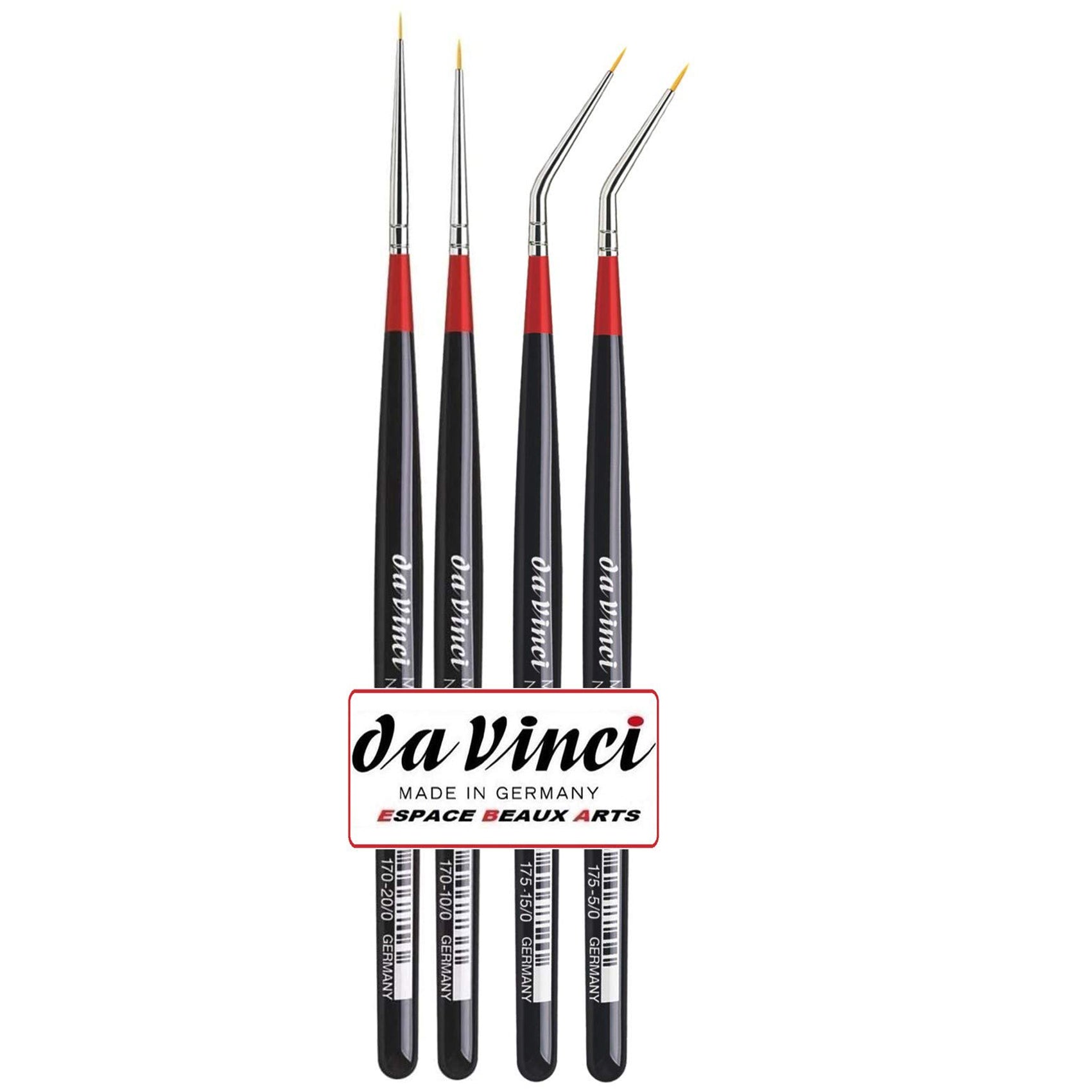 MICRO-NOVA Miniature Brushes, Synthetic, Acrylic & Oil, Round, Assorted, 4 Brush Set
