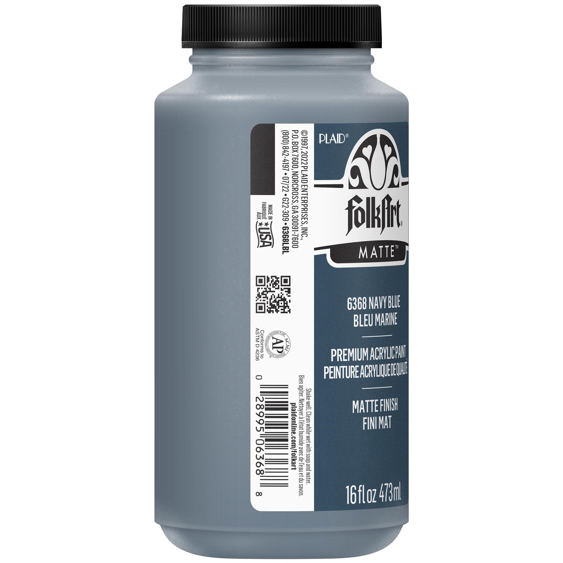 Acrylic Paint Matte, 16oz., Navy Blue