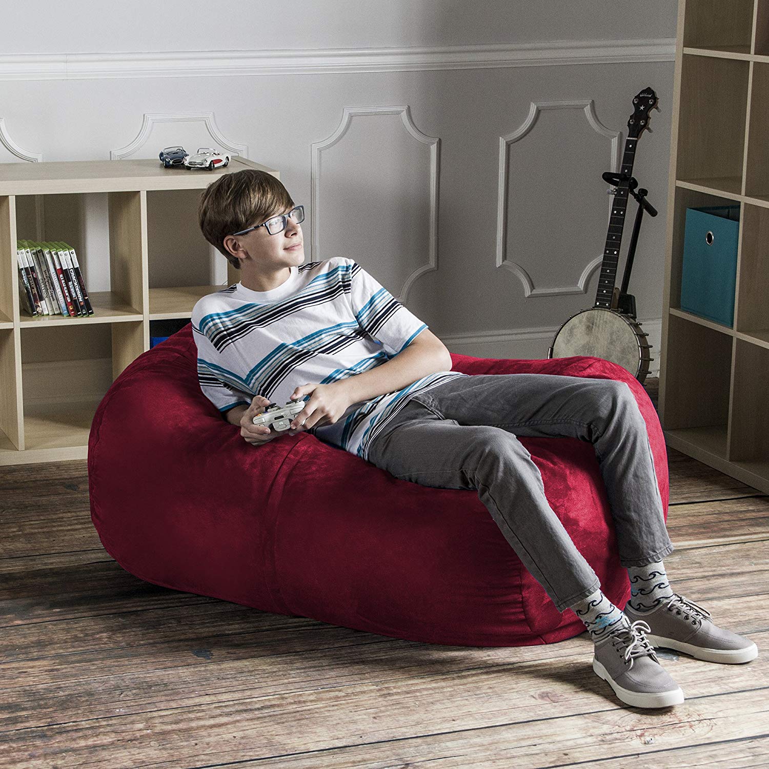 Jaxx Sofa Saxx 4-foot Bean Bag Lounger, Cherry
