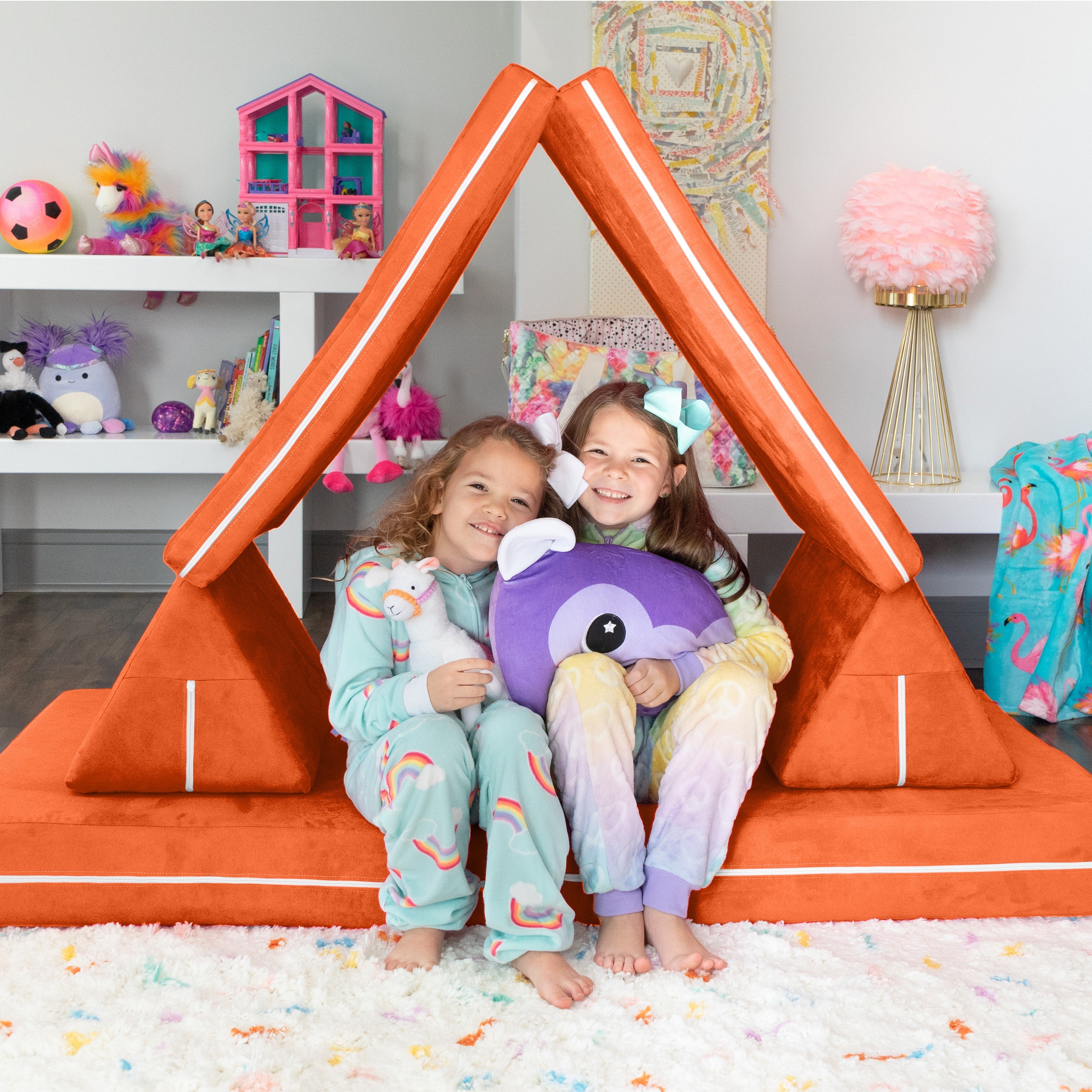 Jaxx Zipline Playscape Imaginative Furniture Playset for Creative Kids, Original Set, Mandarin