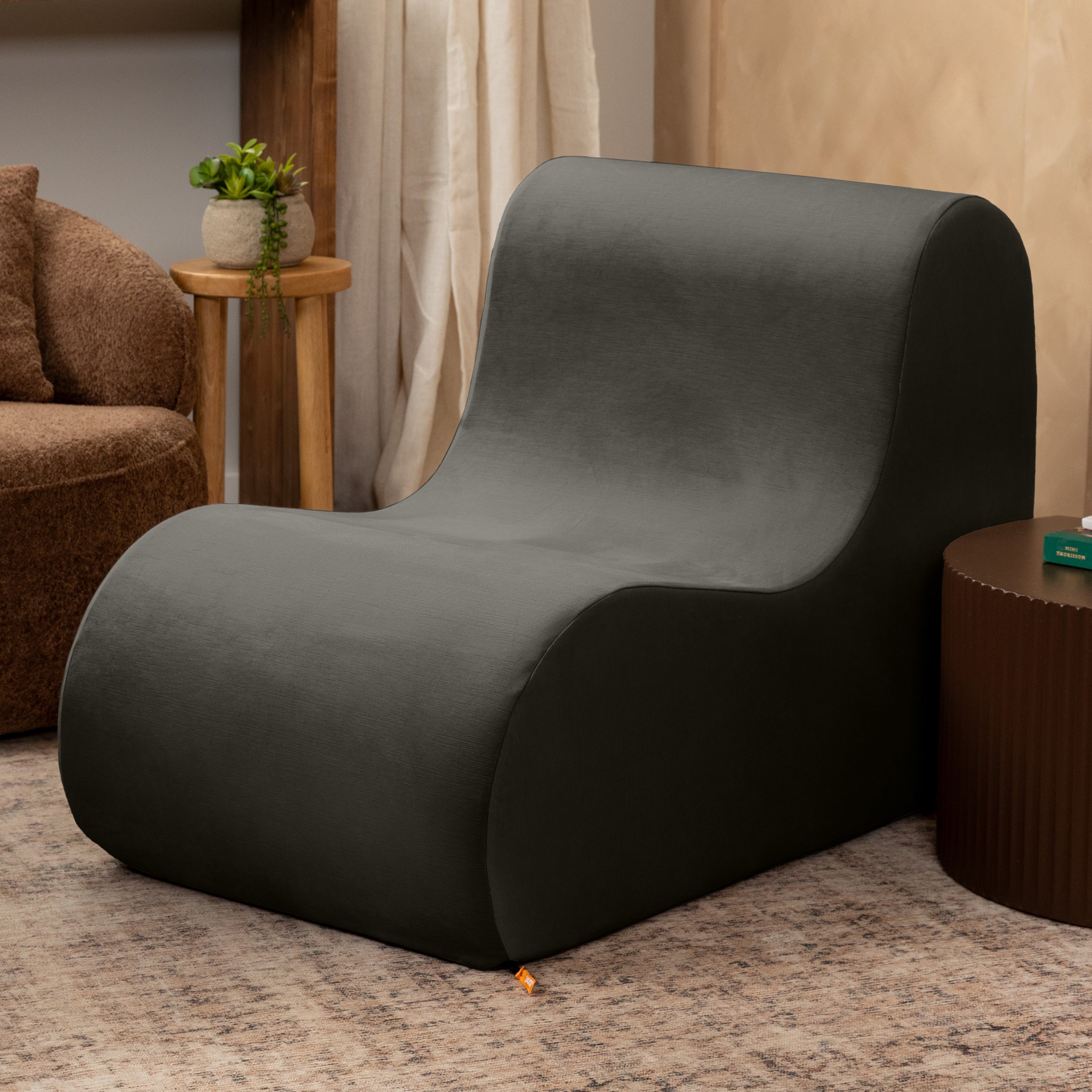 Jaxx Uptown Large Modern Armless Accent Chair, Charcoal