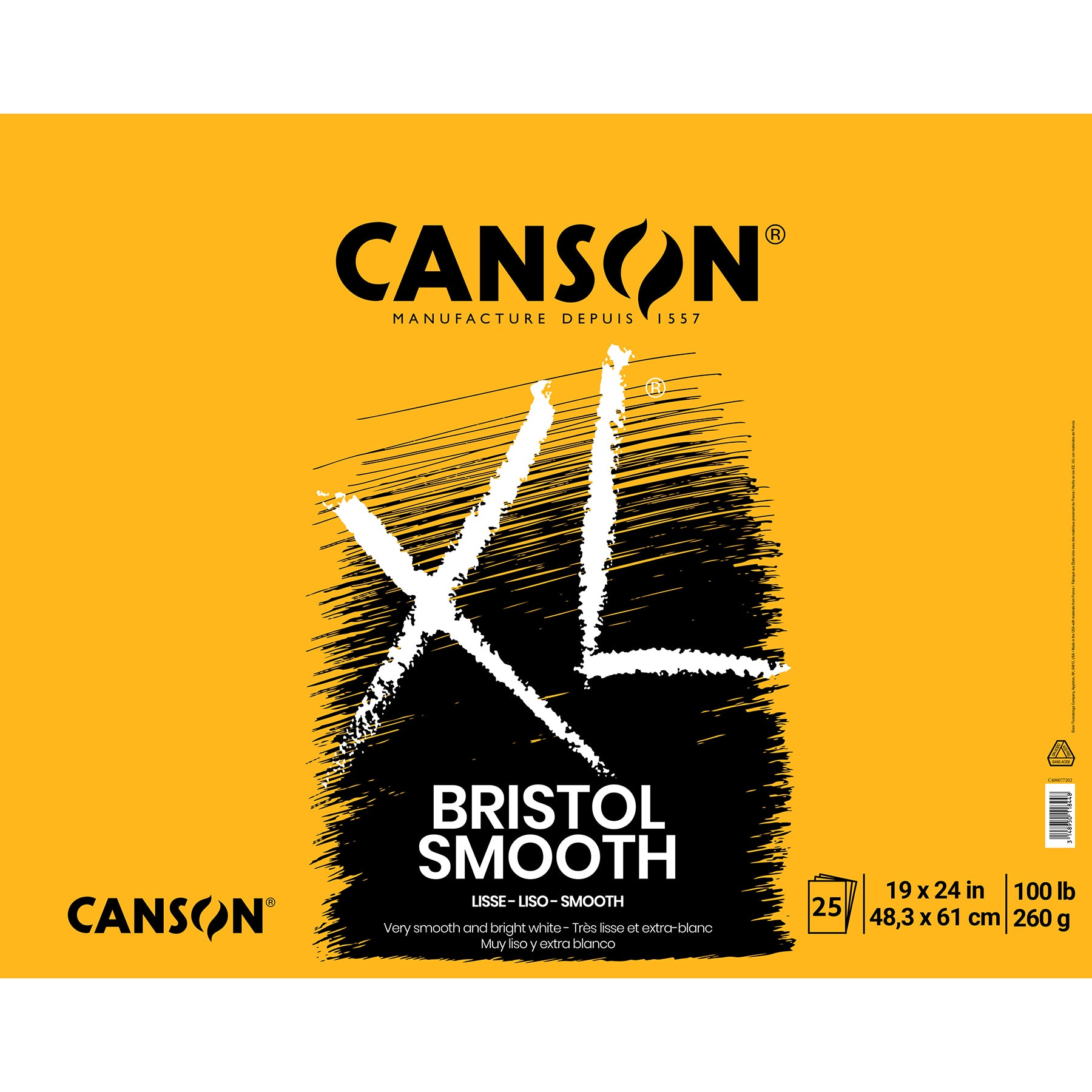 XL Series Bristol Pad, Smooth Finish, Foldover Binding, 25 Sheet, 19x24 inch, 1 Count