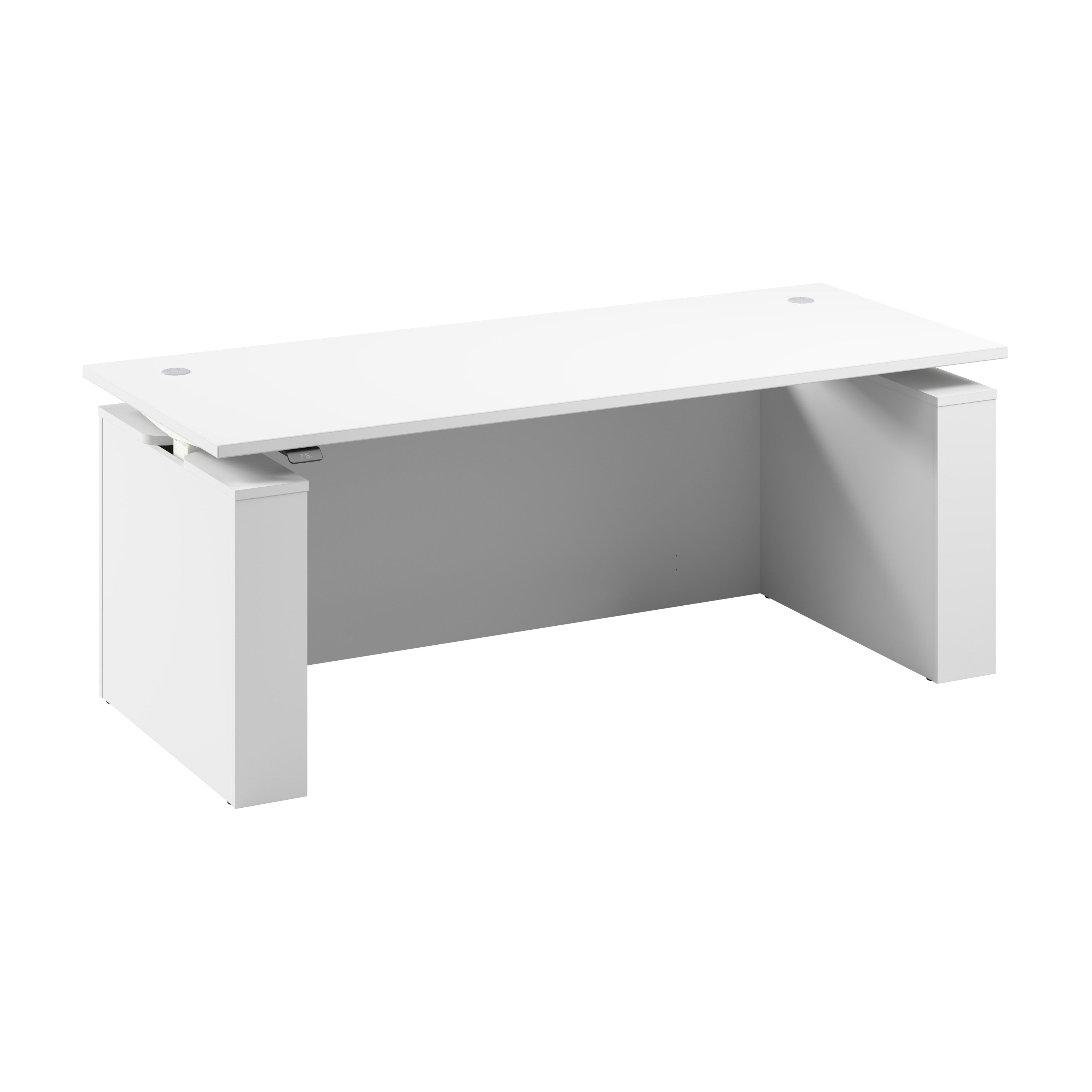 Bush Business Furniture Stratus&nbsp;72W x&nbsp;30D Electric Height Adjustable Standing Desk with Modesty Panel in White with White Base - 71.02" Width x 29.37" Depth x 27.44" Height