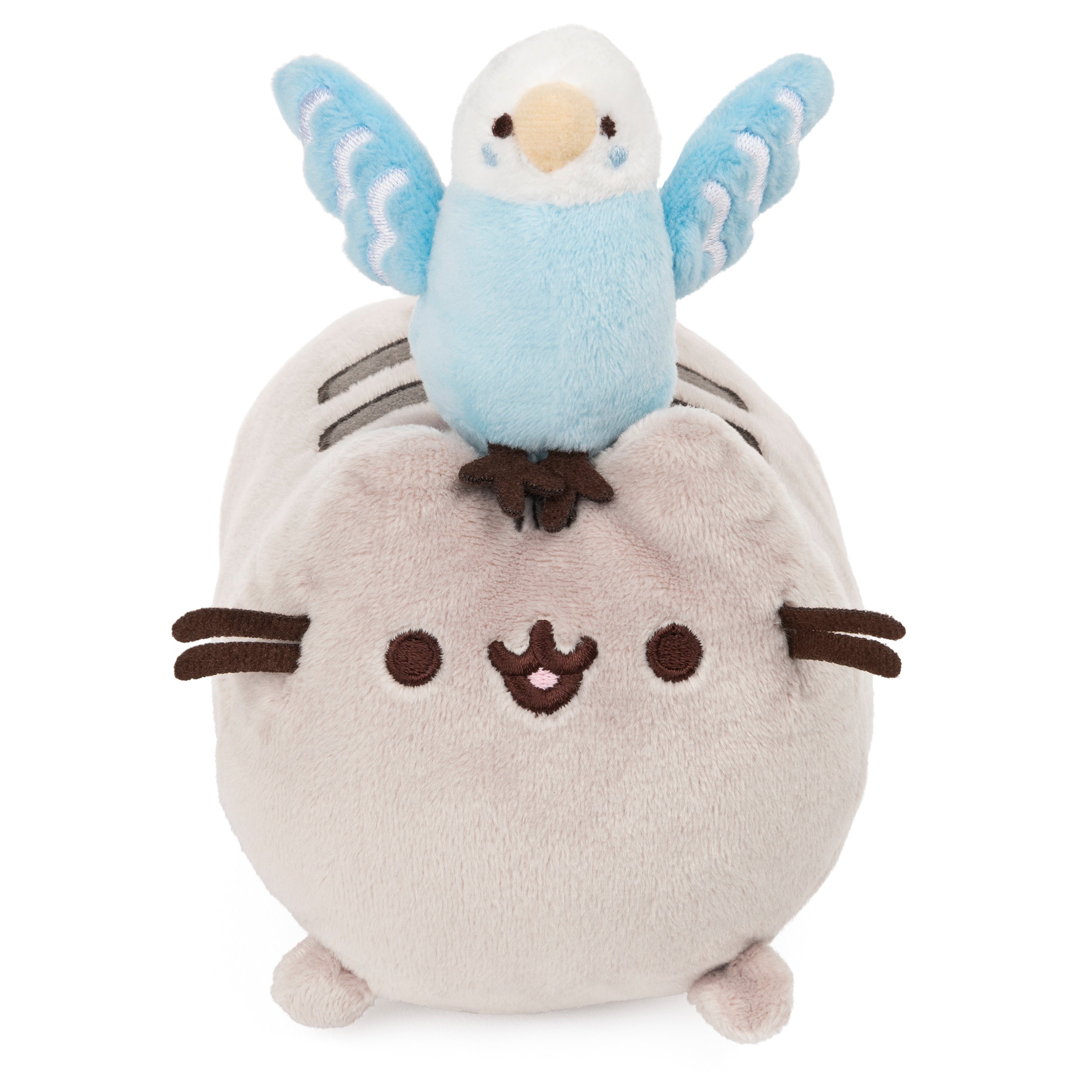 GUND Pusheen & Bo Parakeet Best Friend Set Two-in-One Plush Cat Stuffed Animal, Gray and Blue, 6”