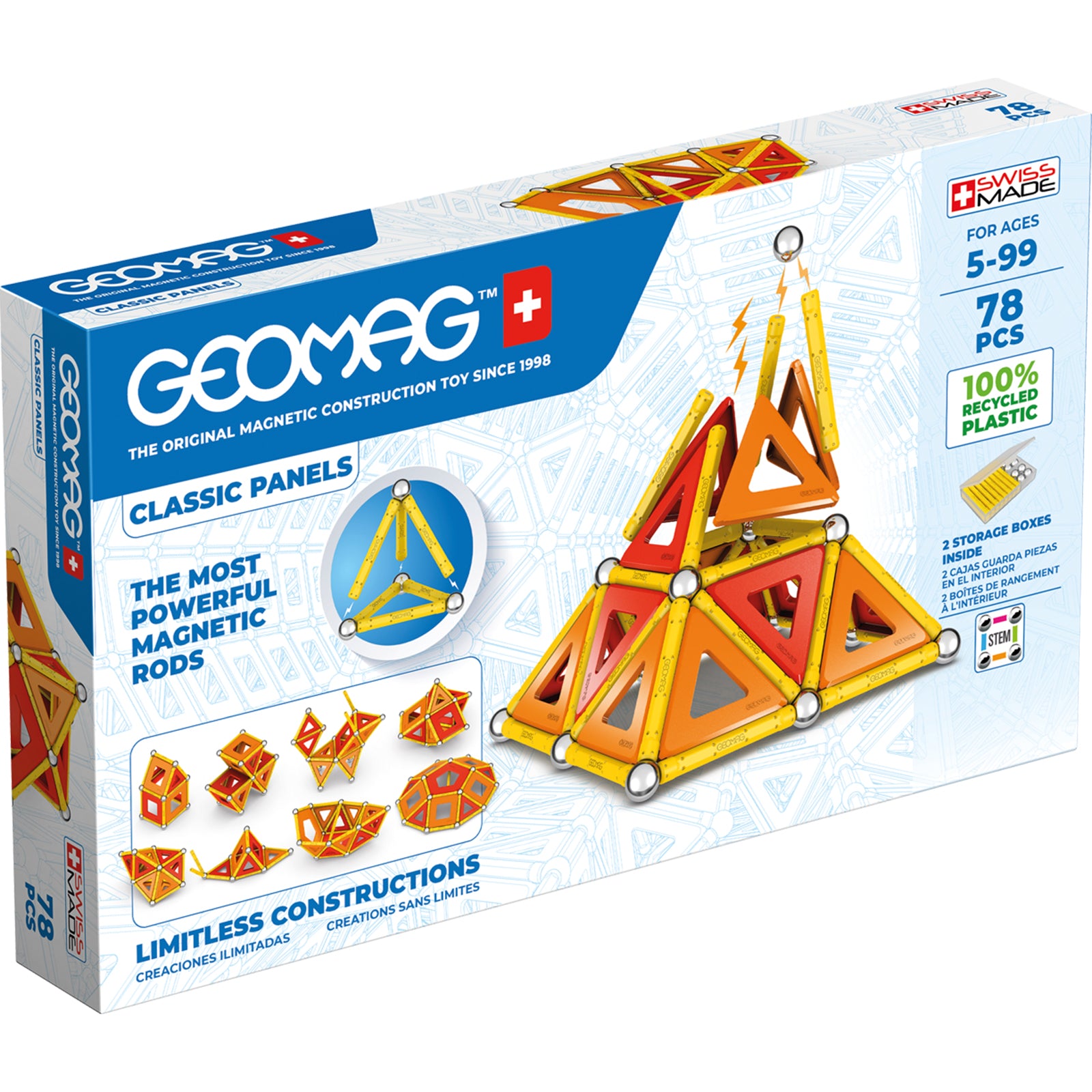 Geomag™ Classic Panels Recycled 78 - 78-Piece Classic Magnetic Construction Set