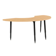 Adapte 36" x 72" Half Moon Woodgrain Activity Table with Adjustable Tapered Legs - Maple Grain/Black