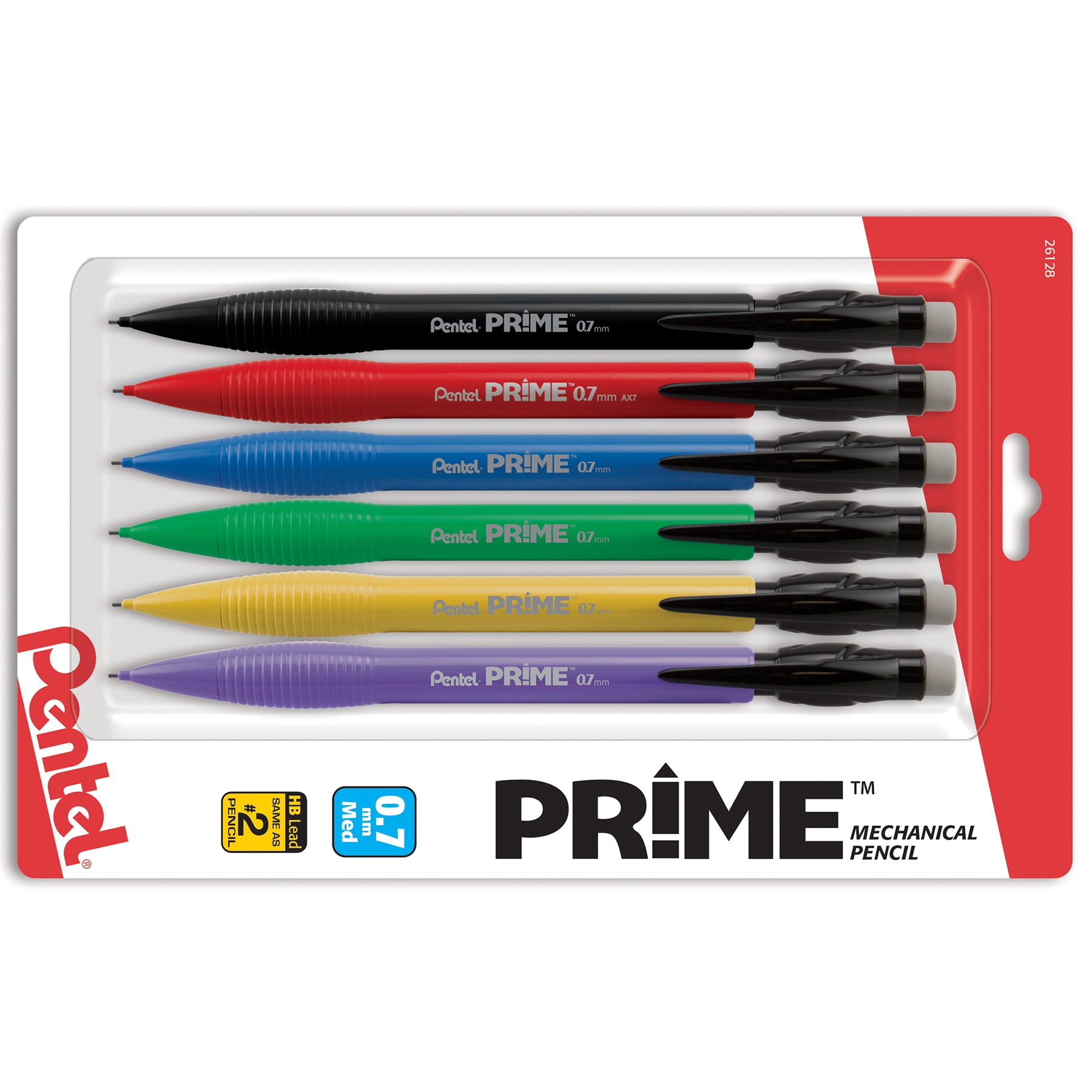 PRIME Mechanical Pencil (0.7mm) Assorted Barrel Colors, 6-Pack