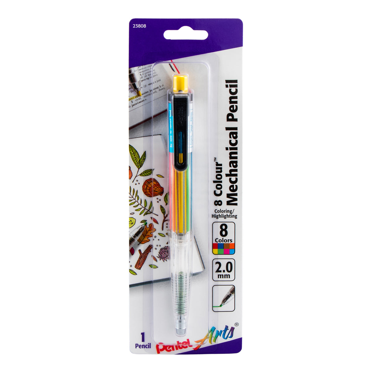 8 Color Mechanical Pencil (2.0mm), Assorted Accent Clip Colors