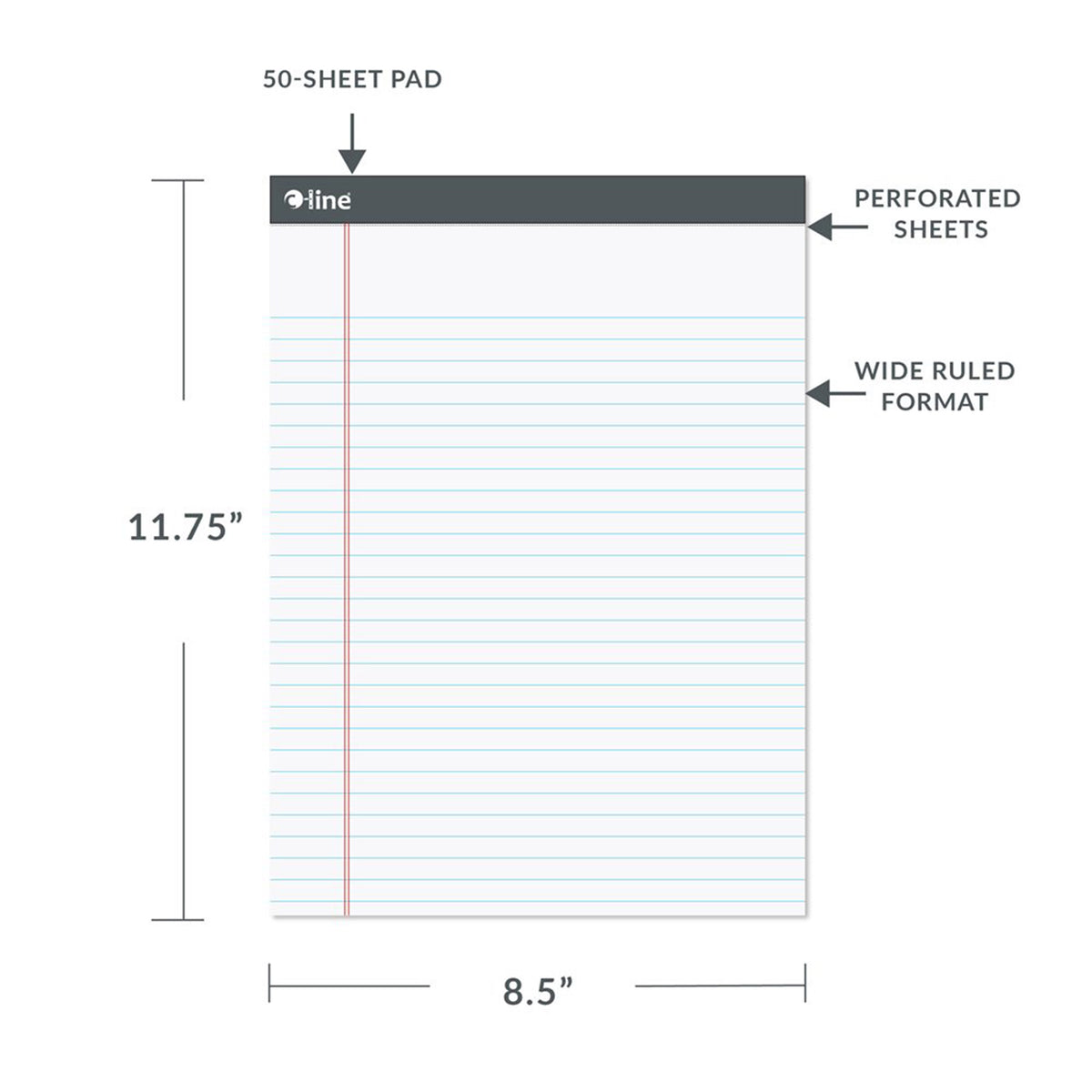 (4 EA) LEGAL PAD WHITE 50CT 8.5X11
