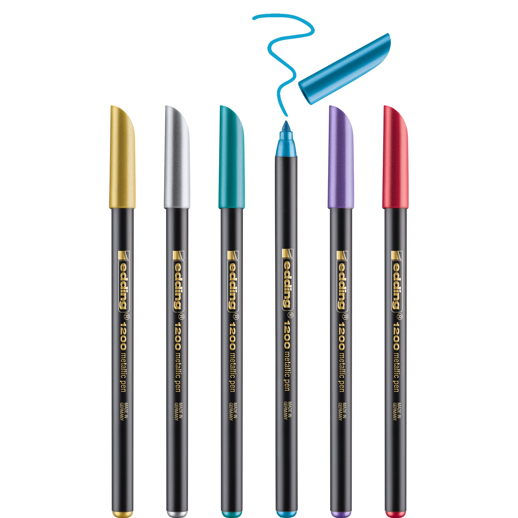 edding 1200 Metallic Colour Pen - Metal Box of 6 - Assorted