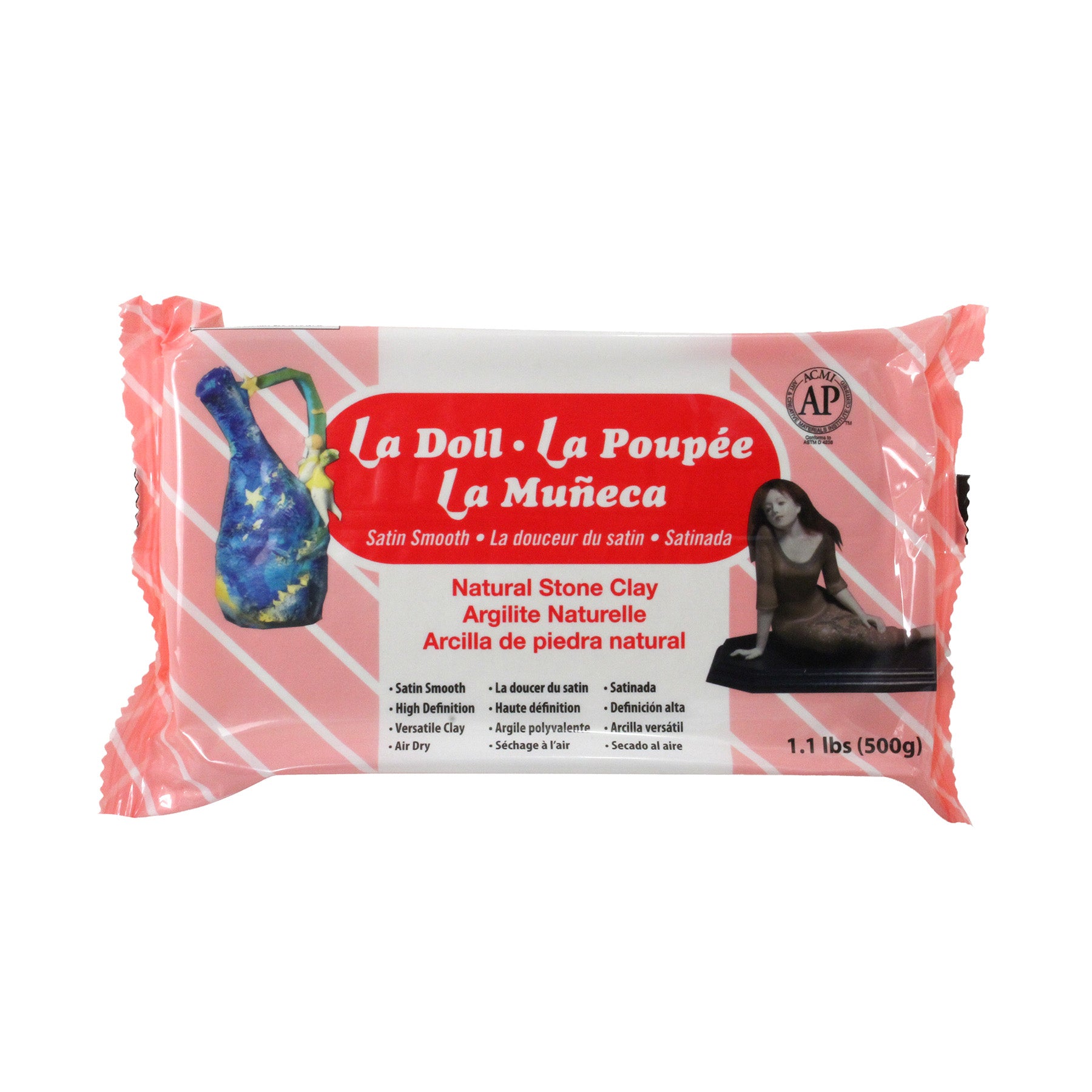La Doll Satin Smooth Natural Stone Modeling Clay, 1.1 lb (500 g)