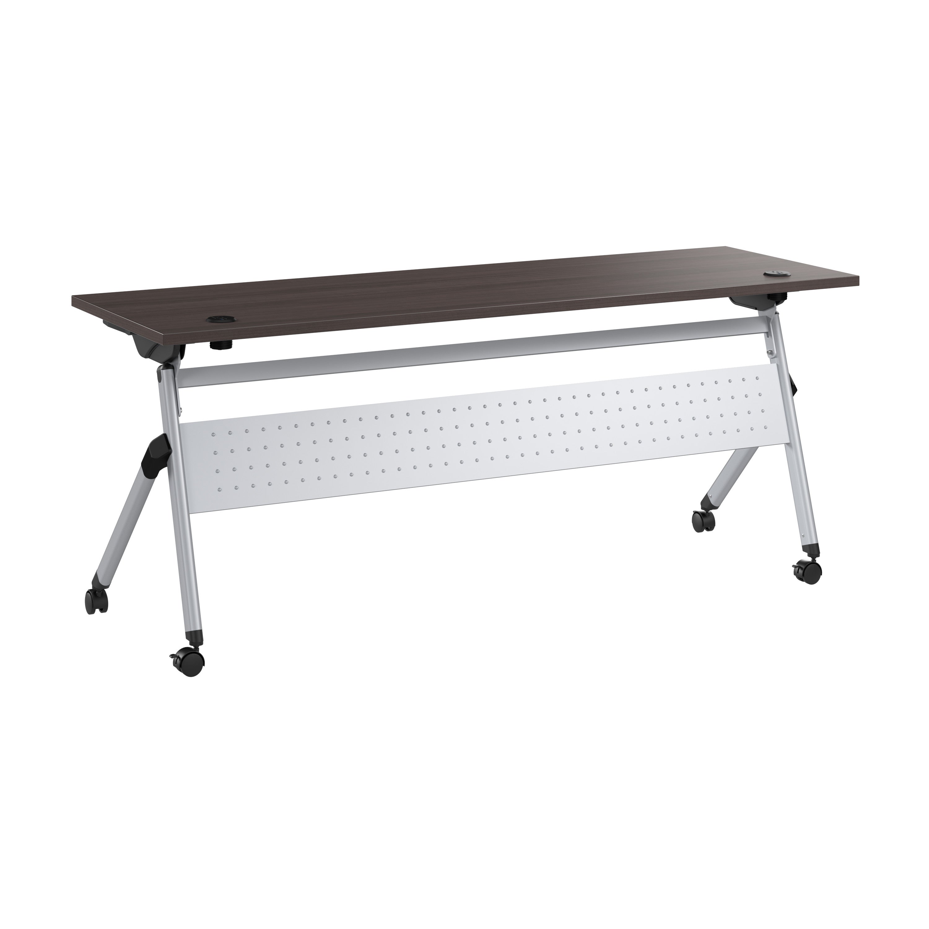 Bush Business Furniture Envision 72W Folding Training Table with Powered Grommets in Storm Gray - 71.02" Width x 23.54" Depth x 29.62" Height