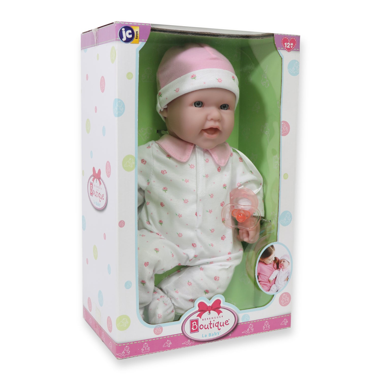 La Baby Soft 16" Baby Doll, Pink with Pacifier, Caucasian
