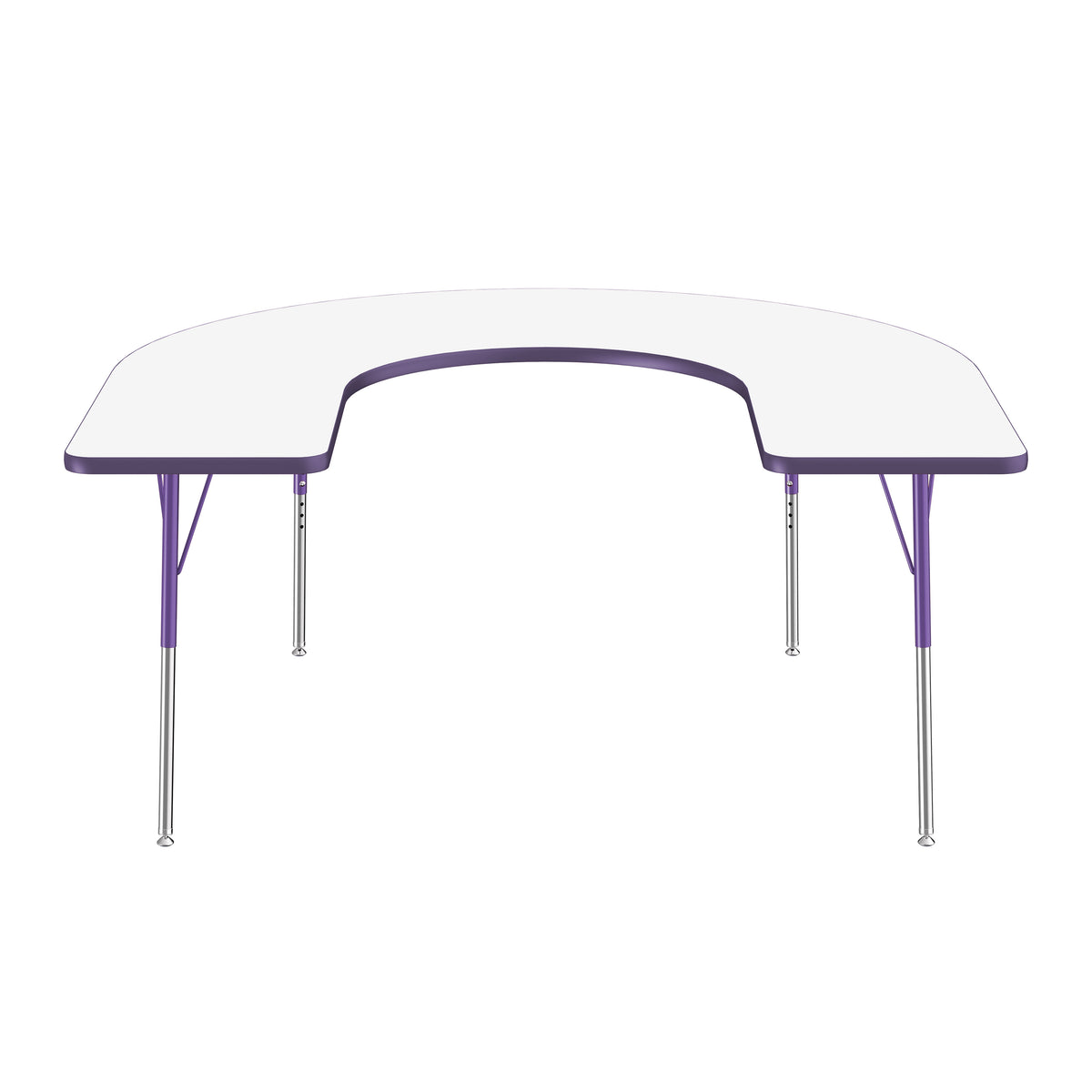 60" x 66" Horseshoe Dry-Erase Activity Table with Adjustable Standard Swivel Glide Legs - Whiteboard/Eggplant/Purple