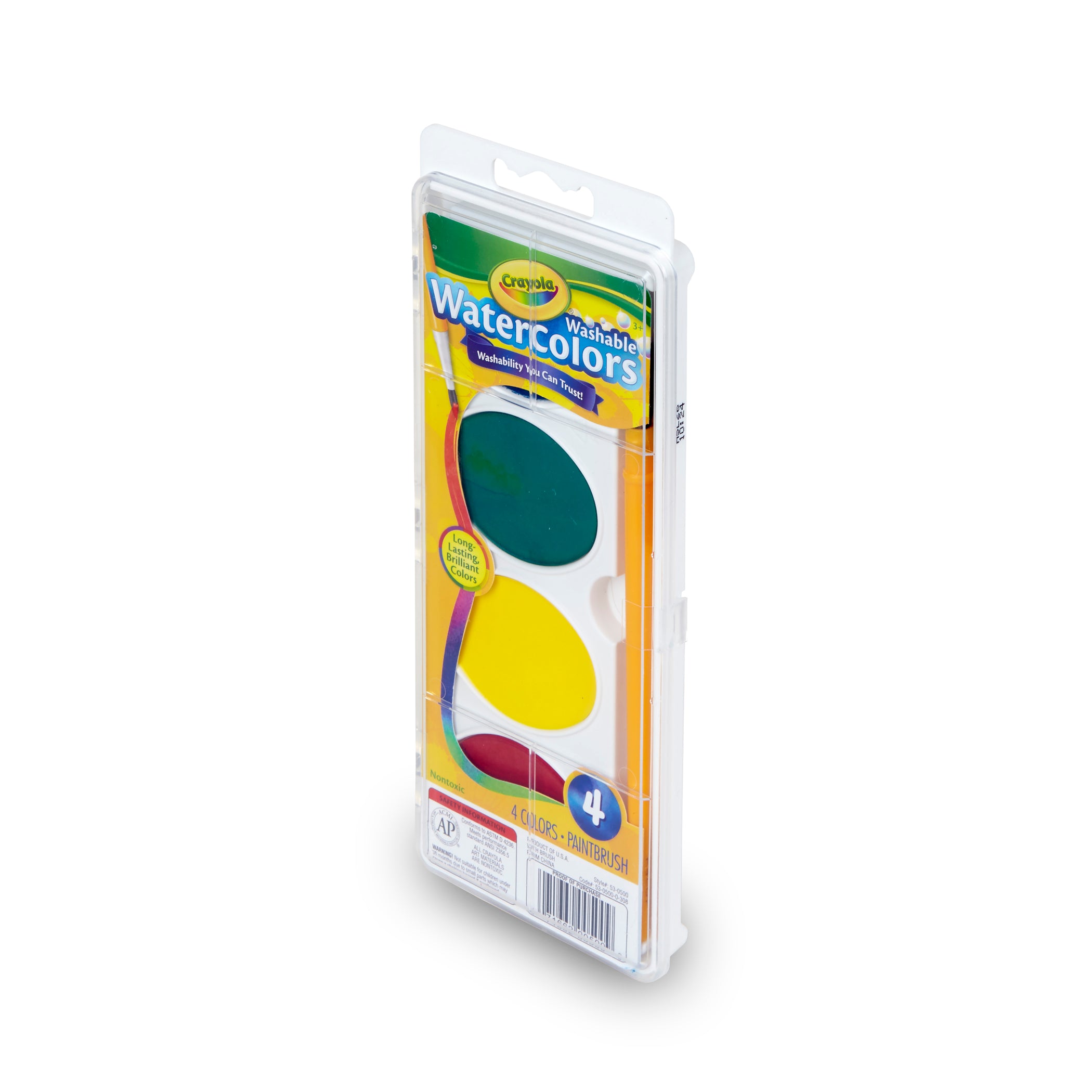 Jumbo Washable Watercolor Set, 4 Colors