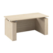 Bush Business Furniture Stratus&nbsp;60W x&nbsp;30D Electric Height Adjustable Standing Desk with Modesty Panel in Natural Elm with White Base - 59.45" Width x 29.37" Depth x 27.44" Height