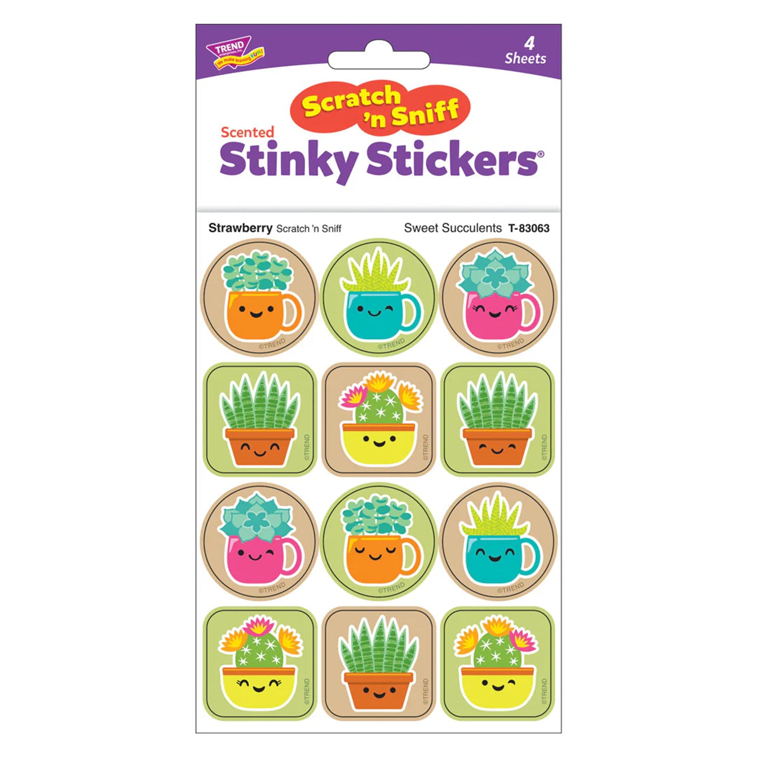 Sweet Succulents, Strawberry Scent Scratch 'n Sniff Stinky Stickers®, Pack of 48