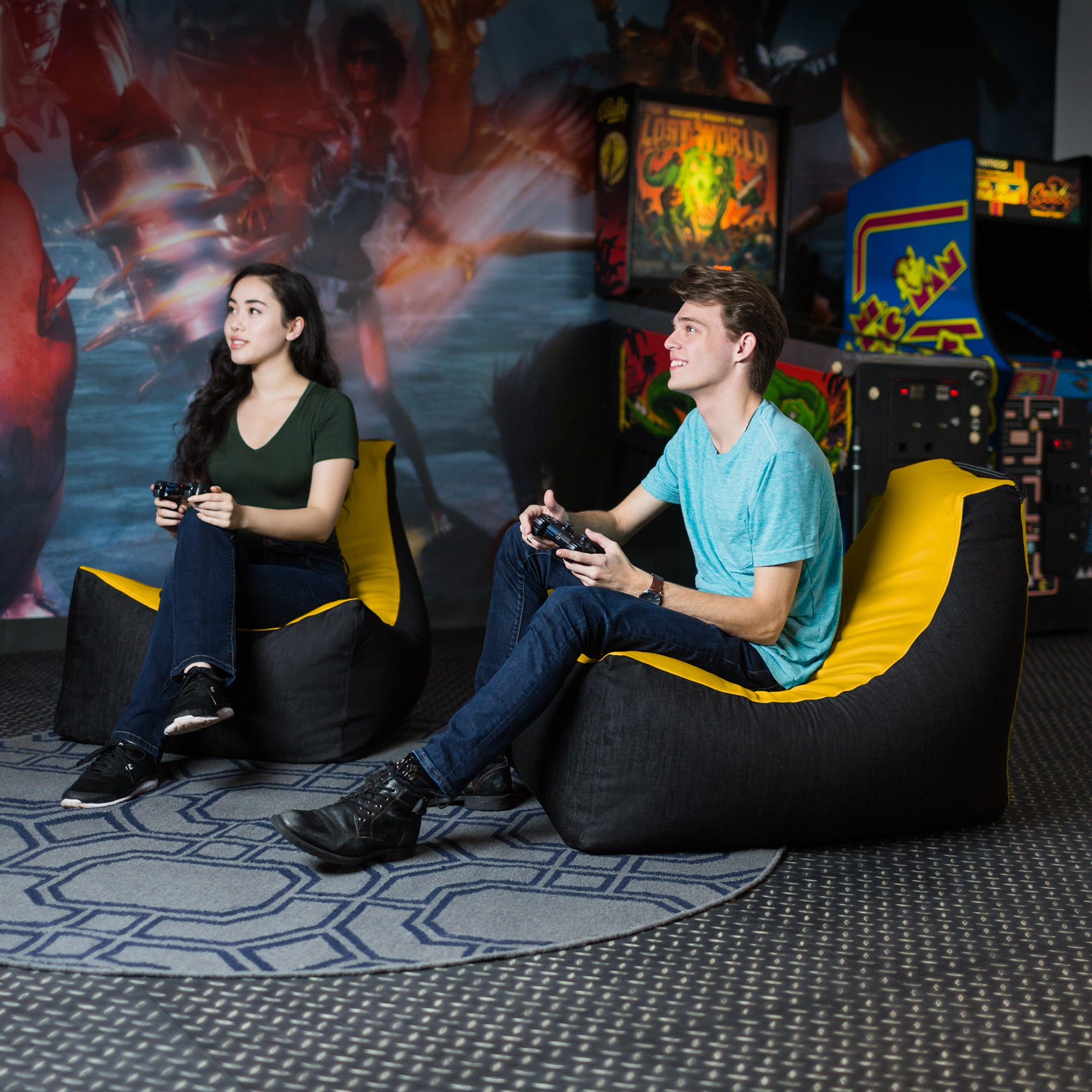 Jaxx Pixel Gamer Chair - Game Room / Home Theater Bean Bag Chair, Yellow