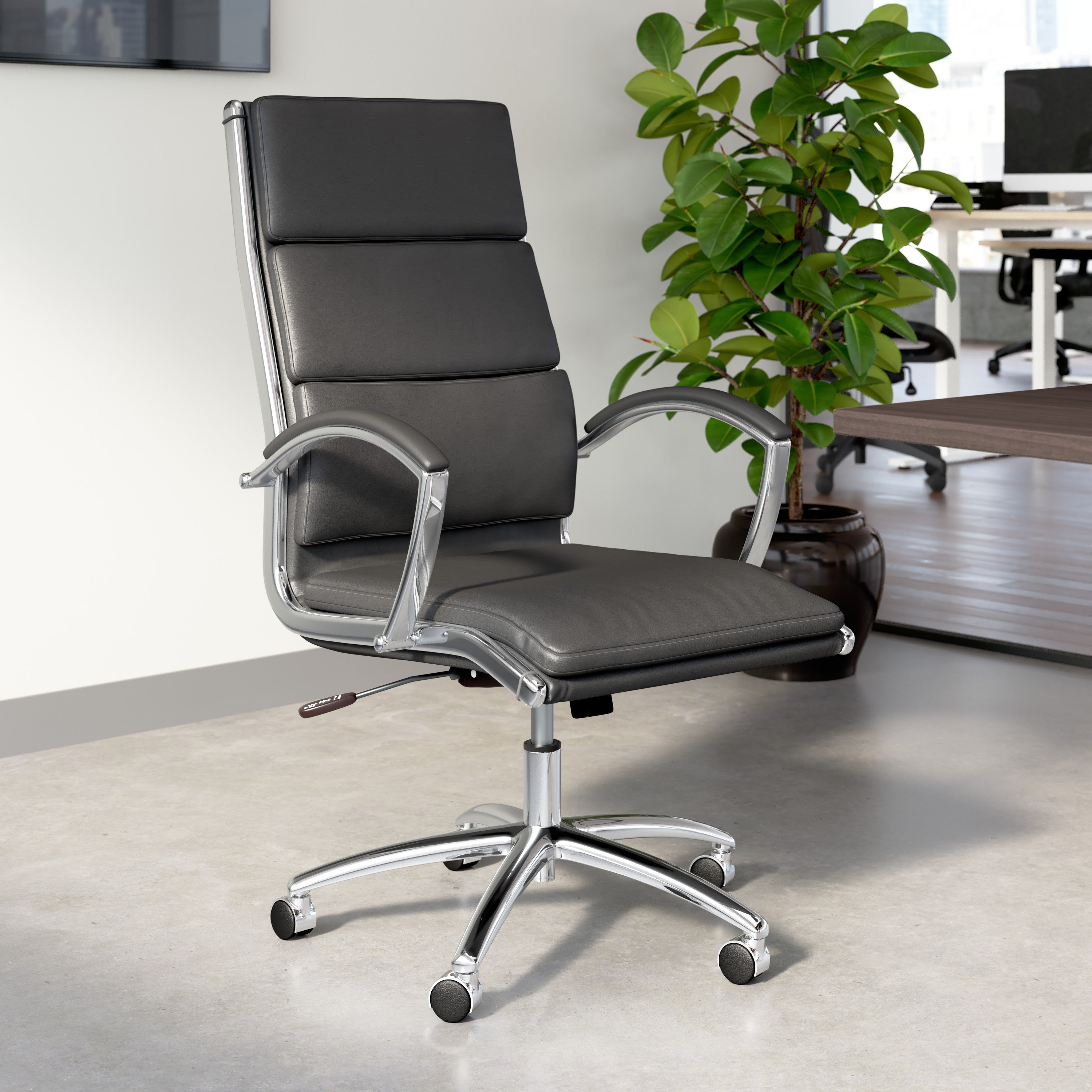 Bush Business Furniture 96-inch Office Conference Table with Chairs in Storm Gray - 42.01" Width x 95.2" Depth x 42.91" Height