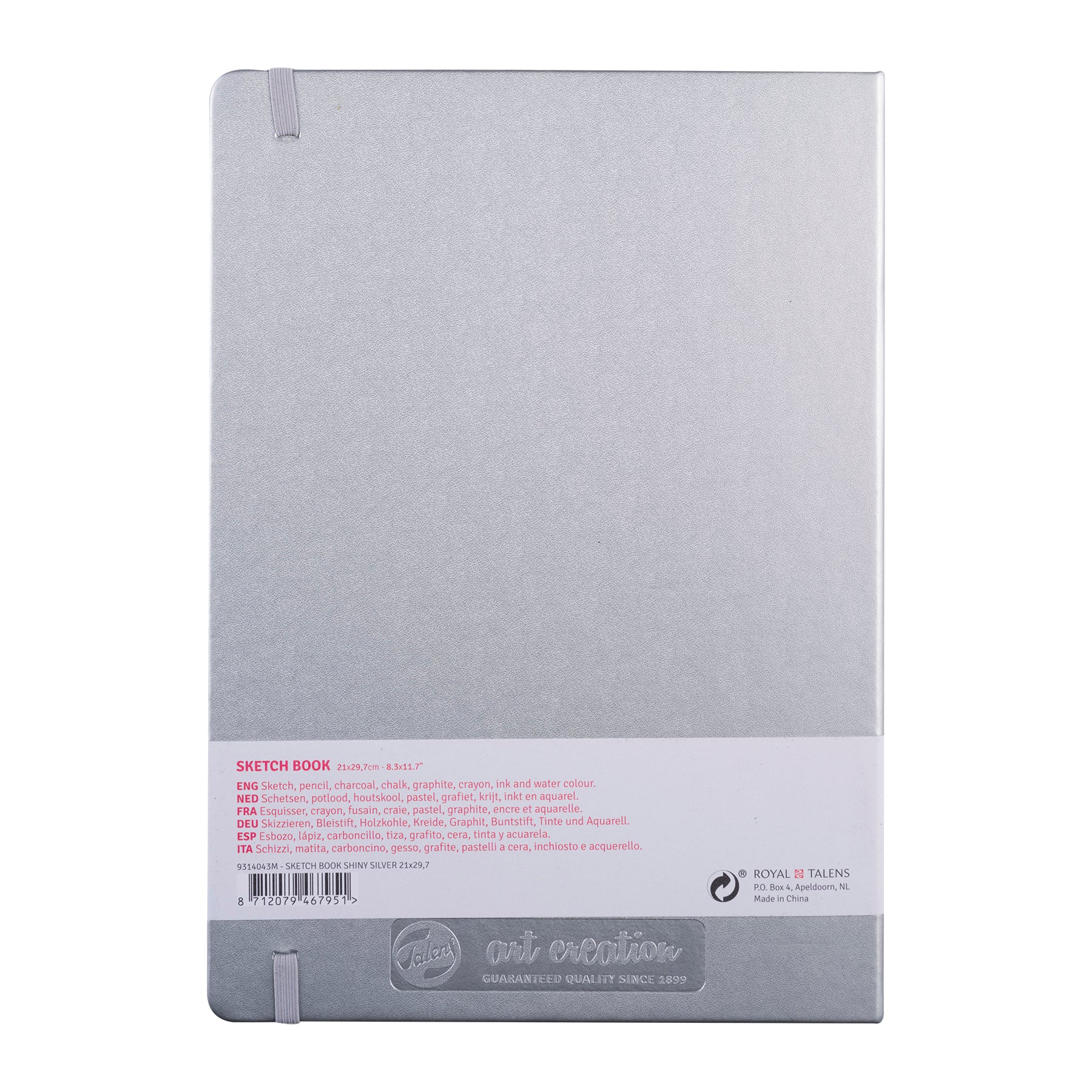 Sketchbook, 80 Sheets, 90lbs, Shiny Silver Cover, 8.3" x 11.7" (A4)