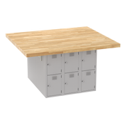 Forum Industrial Arts Four-Station Workbench with Steel Lockers W/O Vises