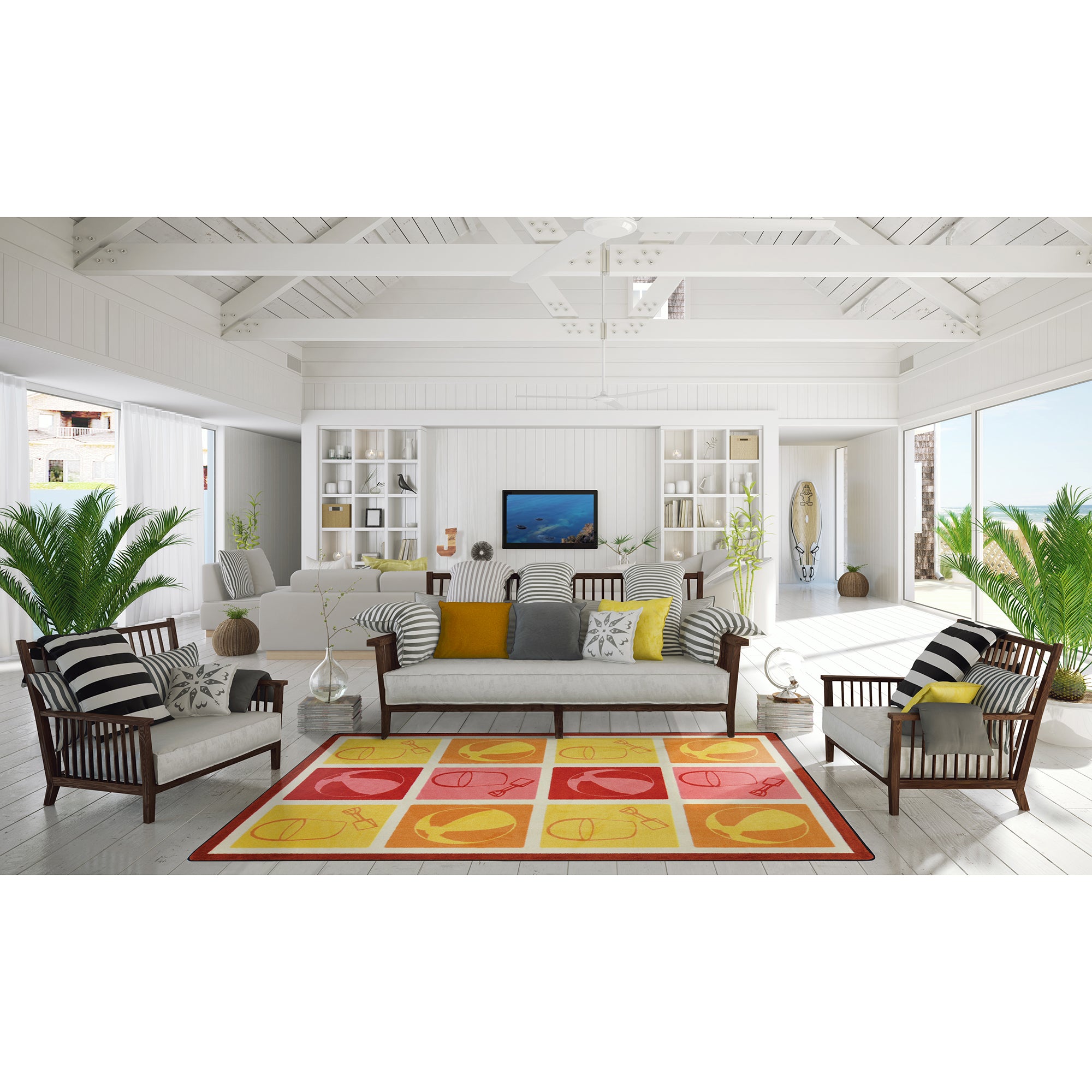 Beach Fun 5'4" x 7'8" area rug in color Multi