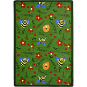 Bee Attitudes 7'8" x 10'9" area rug in color Green