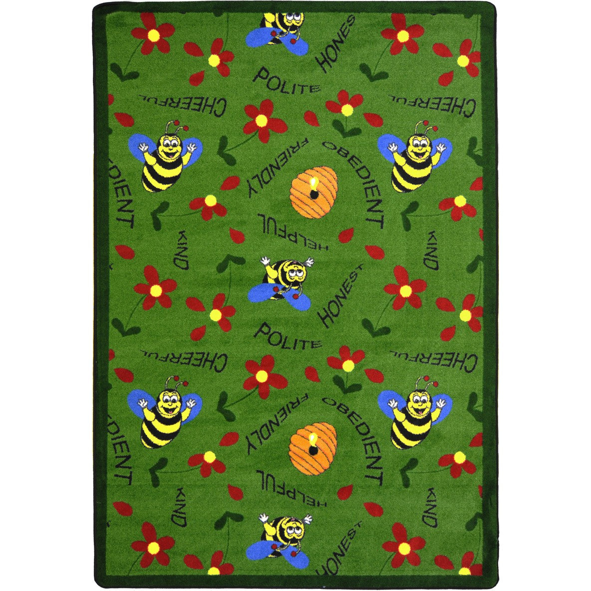 Bee Attitudes 10'9" x 13'2" area rug in color Green