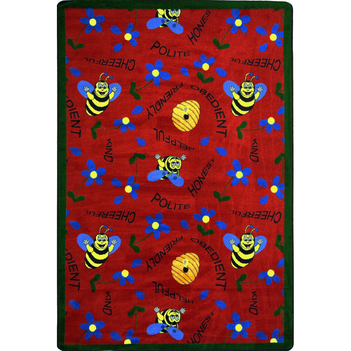 Bee Attitudes 5'4" x 7'8" area rug in color Red