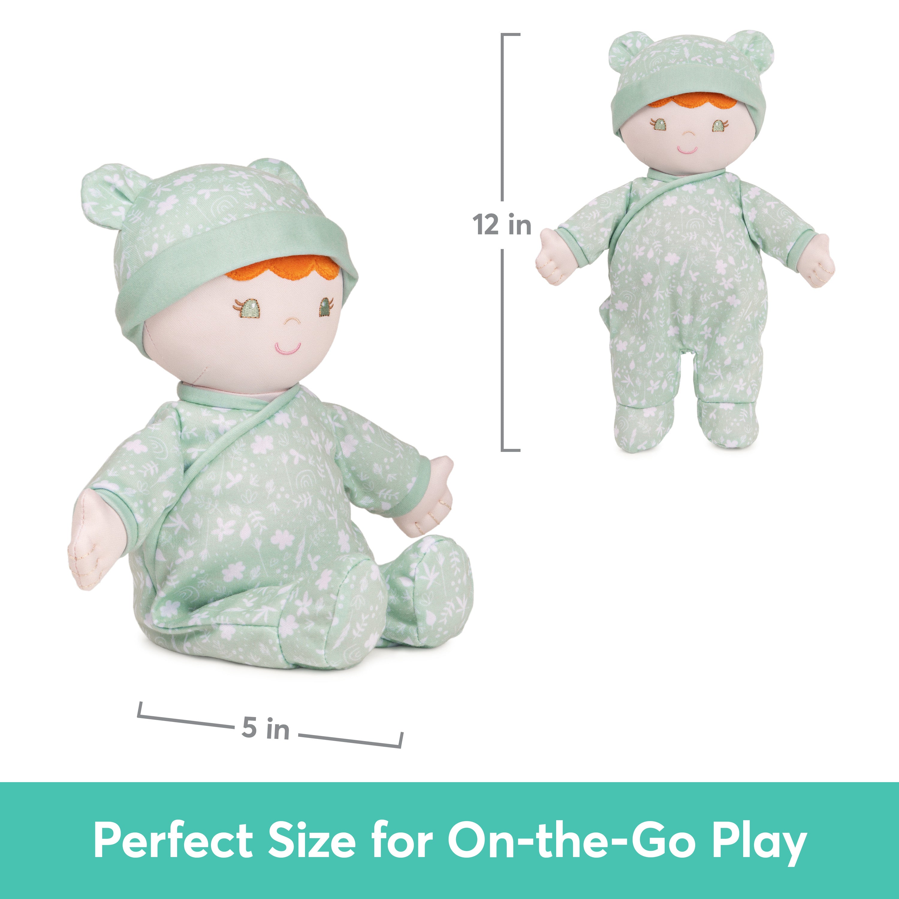 Baby GUND Sustainable Baby Doll, Plush Doll Made from Recycled Materials, For Newborns and Toddlers, Green, 12”