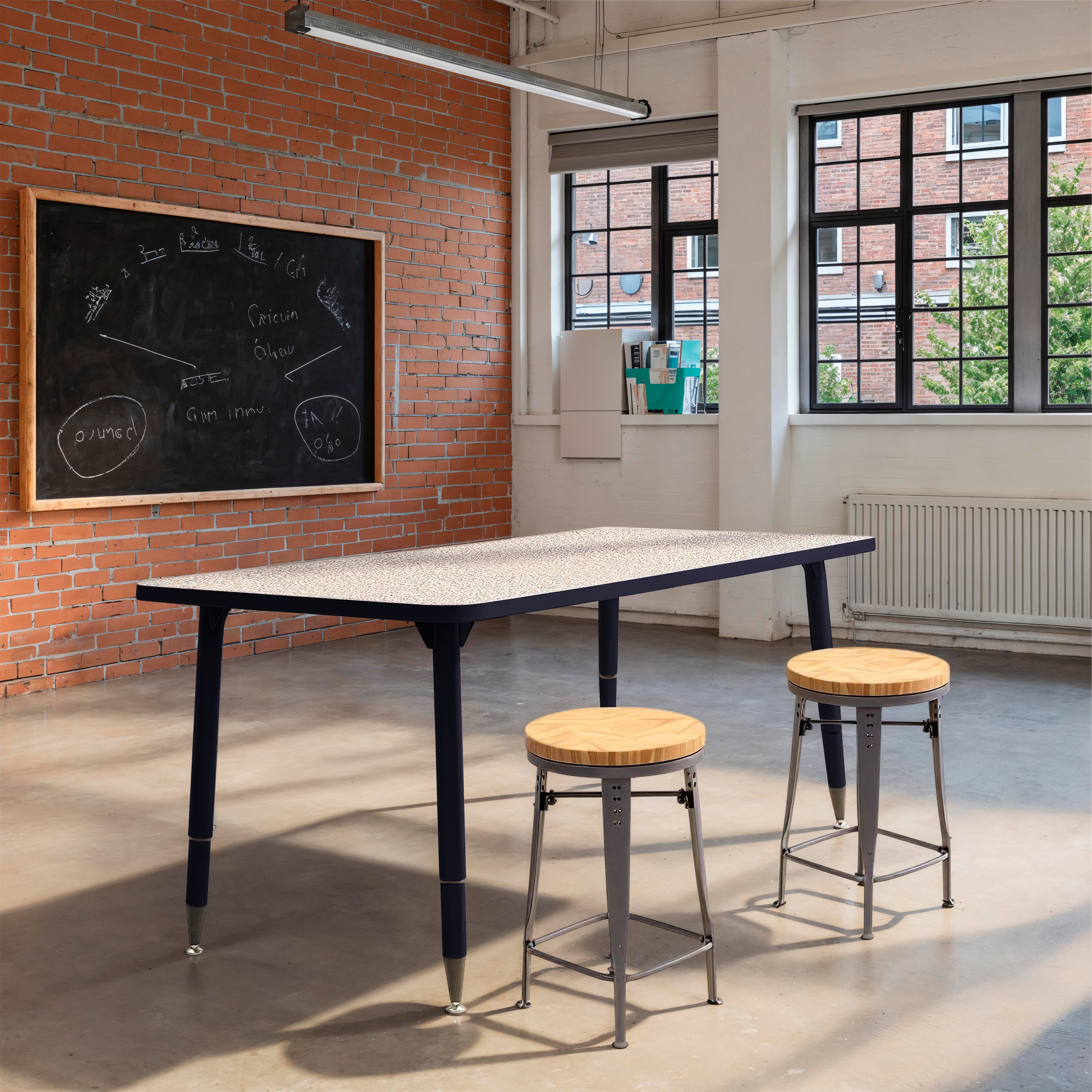 Adapte 30" x 60" Rectangle Thermofused Activity Table with Adjustable Tapered Legs - Gray/Navy