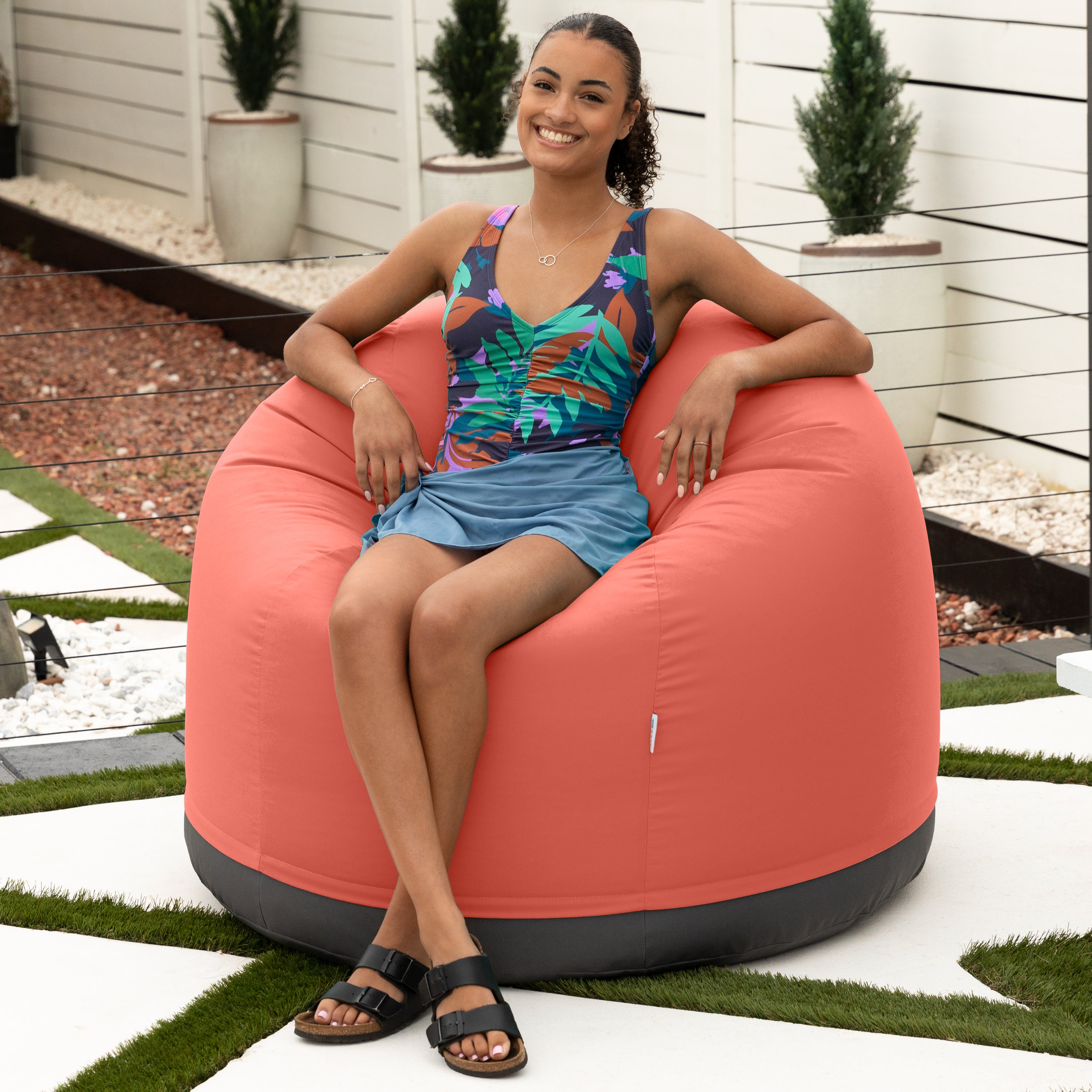 Jaxx Palmetto Large Round Outdoor Bean Bag Club Chair - Flamingo