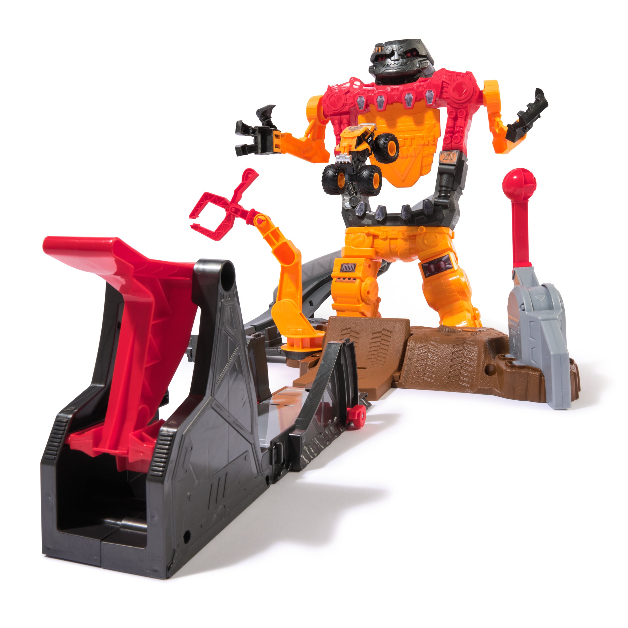Monster Jam Smash & Bash SmashBot Playset with Launcher, Exclusive 1:64 Scale Monster Truck, 15-Inch Repairable Robot, Kids Toys for Boy and Girls Ages 3 and up